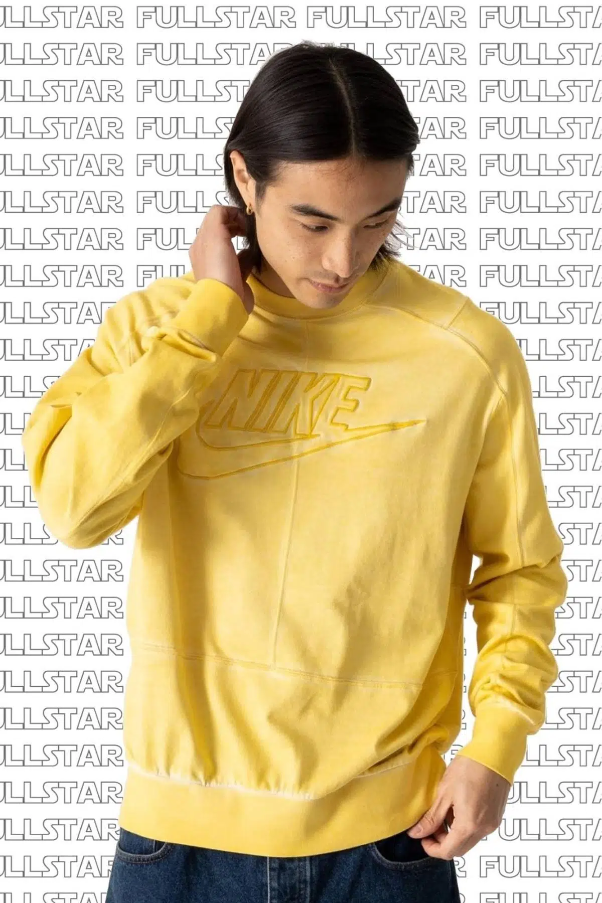 Nike Sportswear Revival Jersey Crew Sweat Rahat Kalıp Organik Pamuklu Sarı Sweatshirt