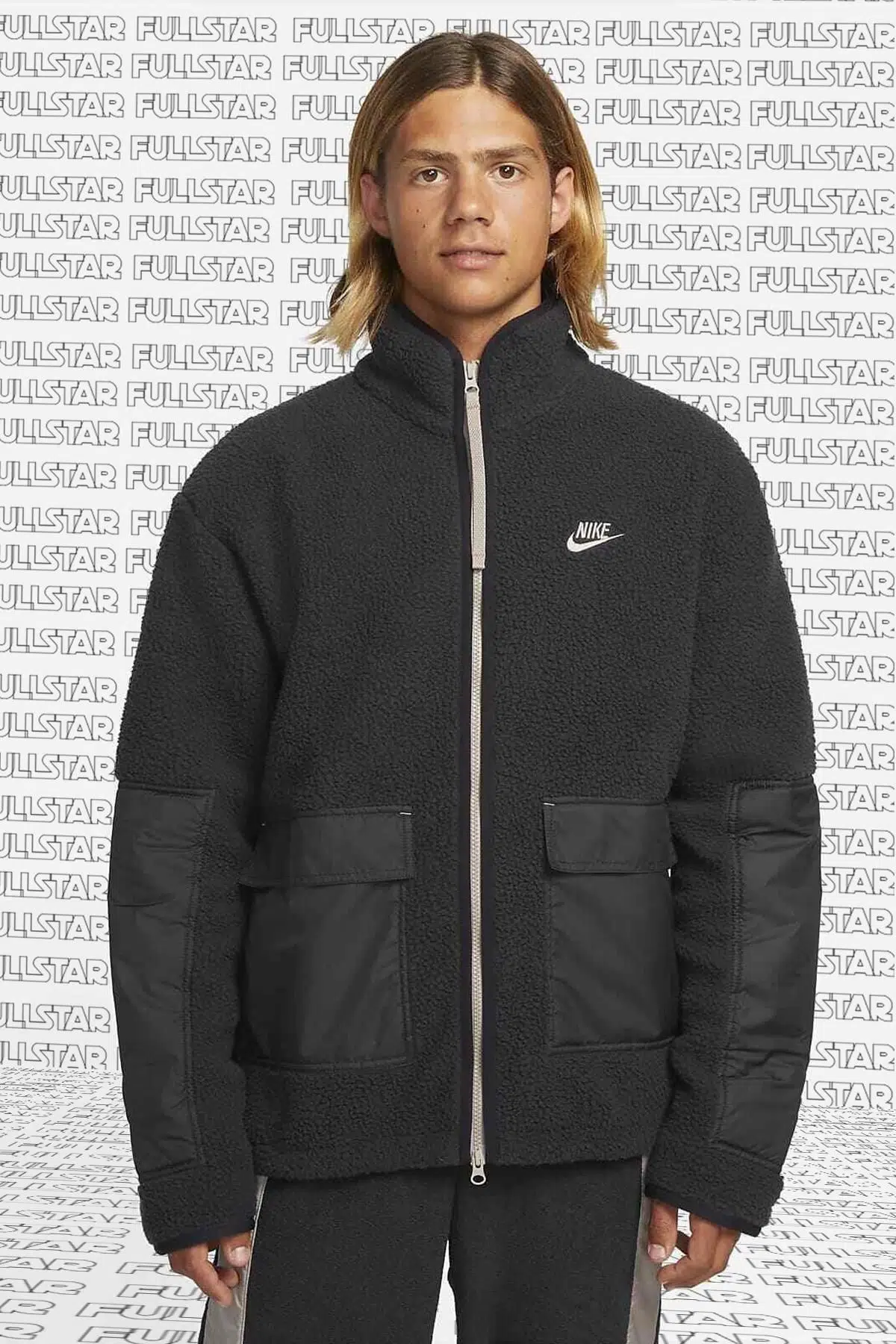 Nike Sherpa Polar Loose Fit Full Zip Unisex Jacket Bol Kesim Polar Sweatshirt Antrasit
