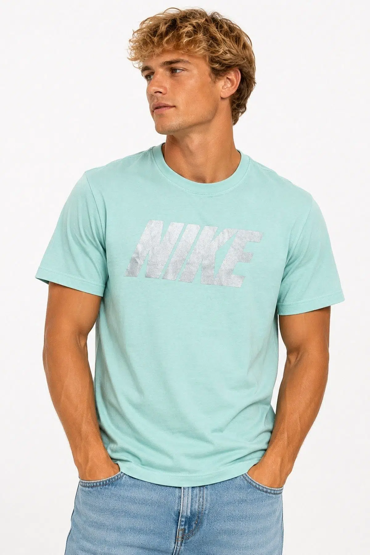 Nike Sportswear Shine Logo Unisex Tee Simli Logolu Unisex Tişört Yeşil