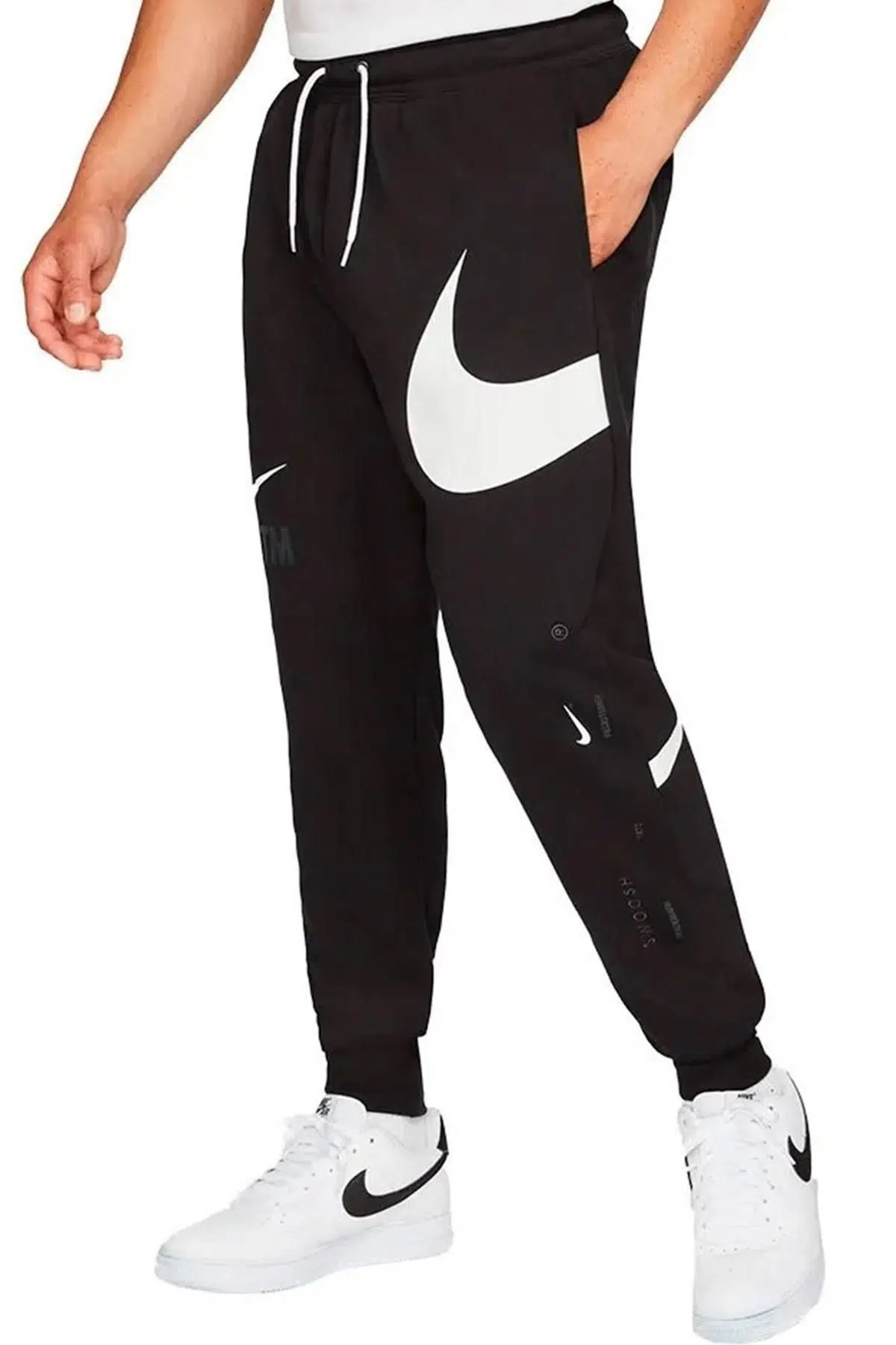 Nike Sportswear Swoosh Semi Brushed Back Erkek Eşofman Altı Siyah