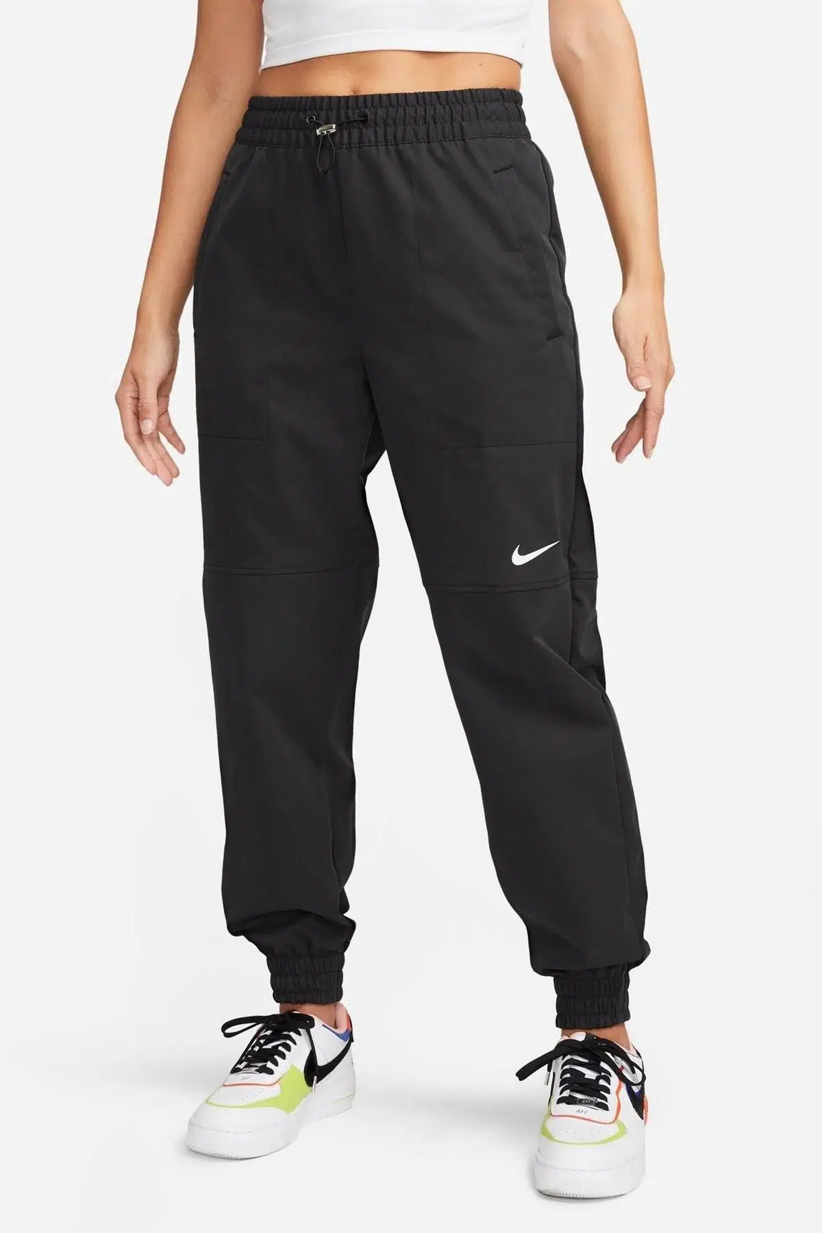 Nike Sportswear Swoosh Woven Women's Pant Black Kadın Eşofman Altı Siyah