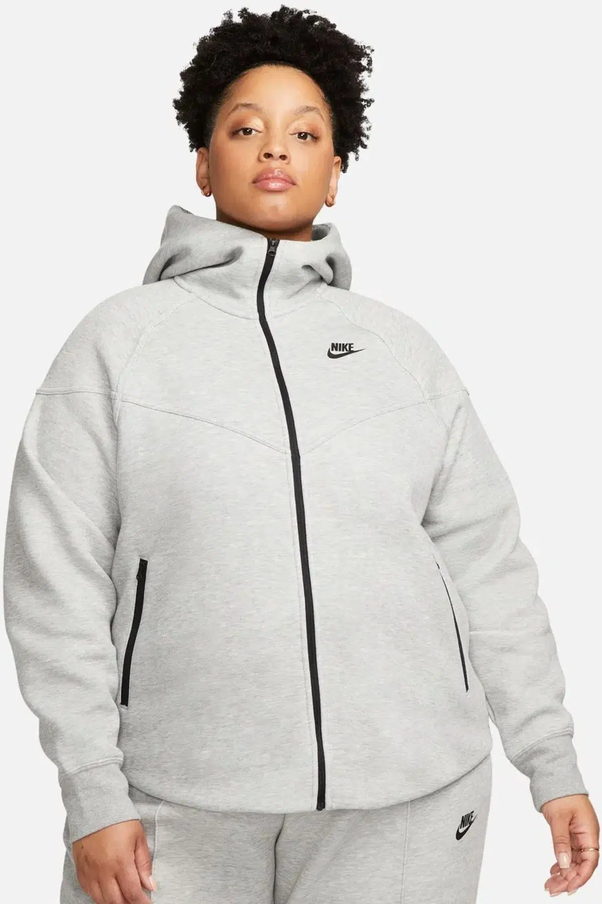 Nike Sportswear Tech Fleece Full Zip Hoodie Dark Heather Grey Kadın Kapüşonlu Sweatshirt Gri