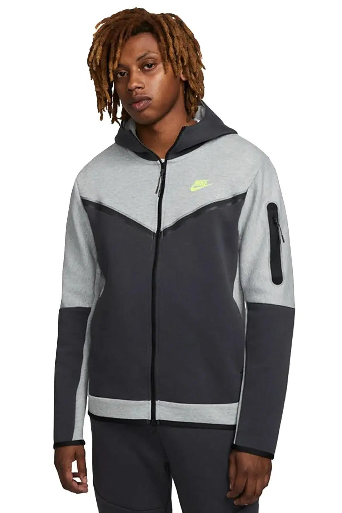 Nike Sportswear Tech Fleece Full Zip Hoodie Fermuarlı Kapüşonlu Sweatshirt Siyah Gri