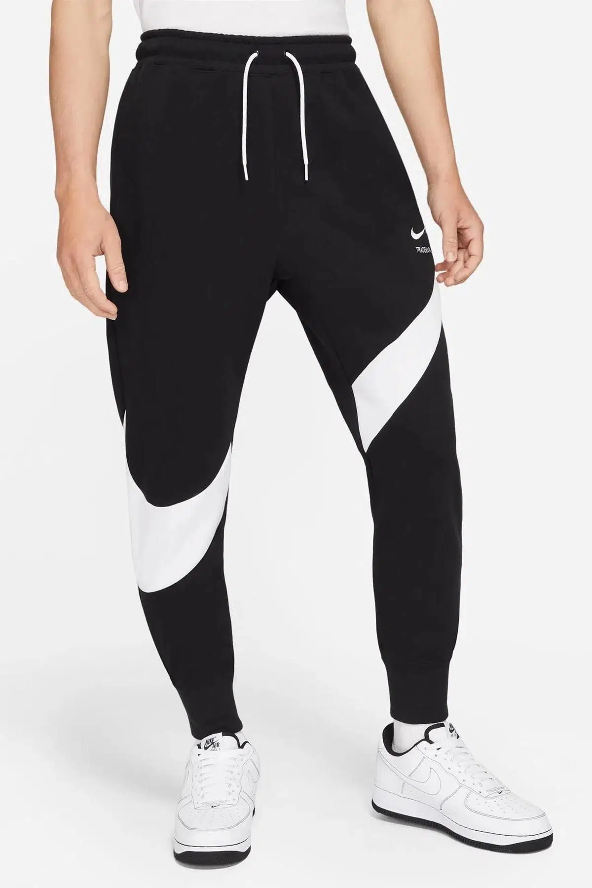 Nike Sportswear Trademark Swoosh Fleece Jogger Pant Erkek Eşofman Altı Siyah Beyaz