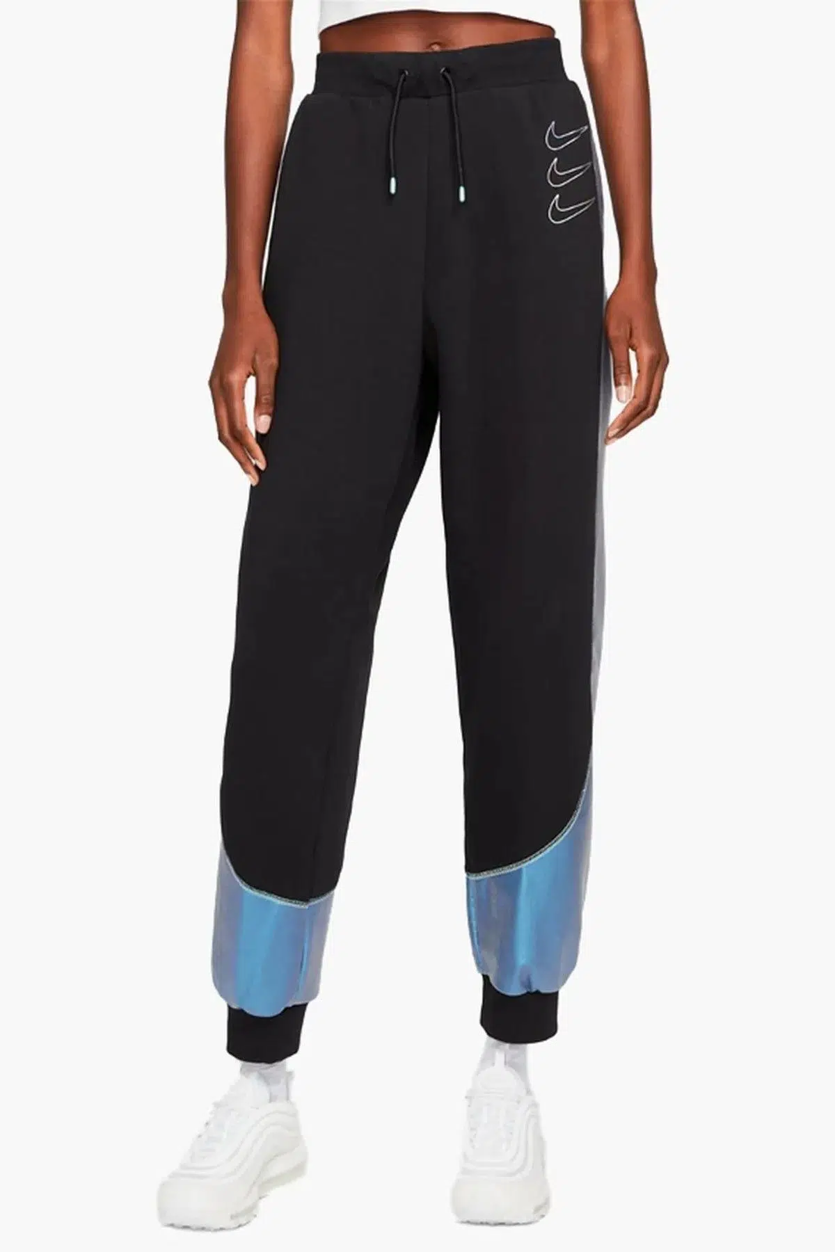Nike Sportswear Fleece Graphic Womens Joggers Kadın Eşofman Altı Siyah Metalik Mavi 