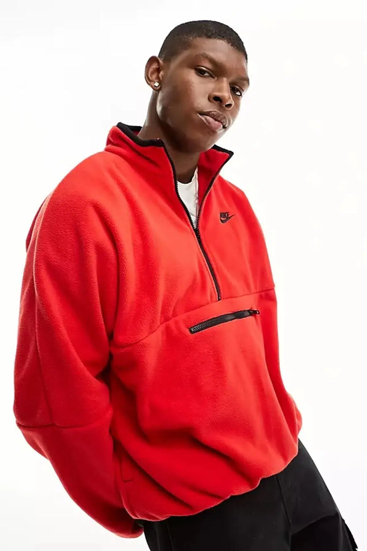 Nike Club Fleece Half Zip Sweatshirt Red Yarım Fermuarlı Oversize Polar Sweatshirt Kırmızı