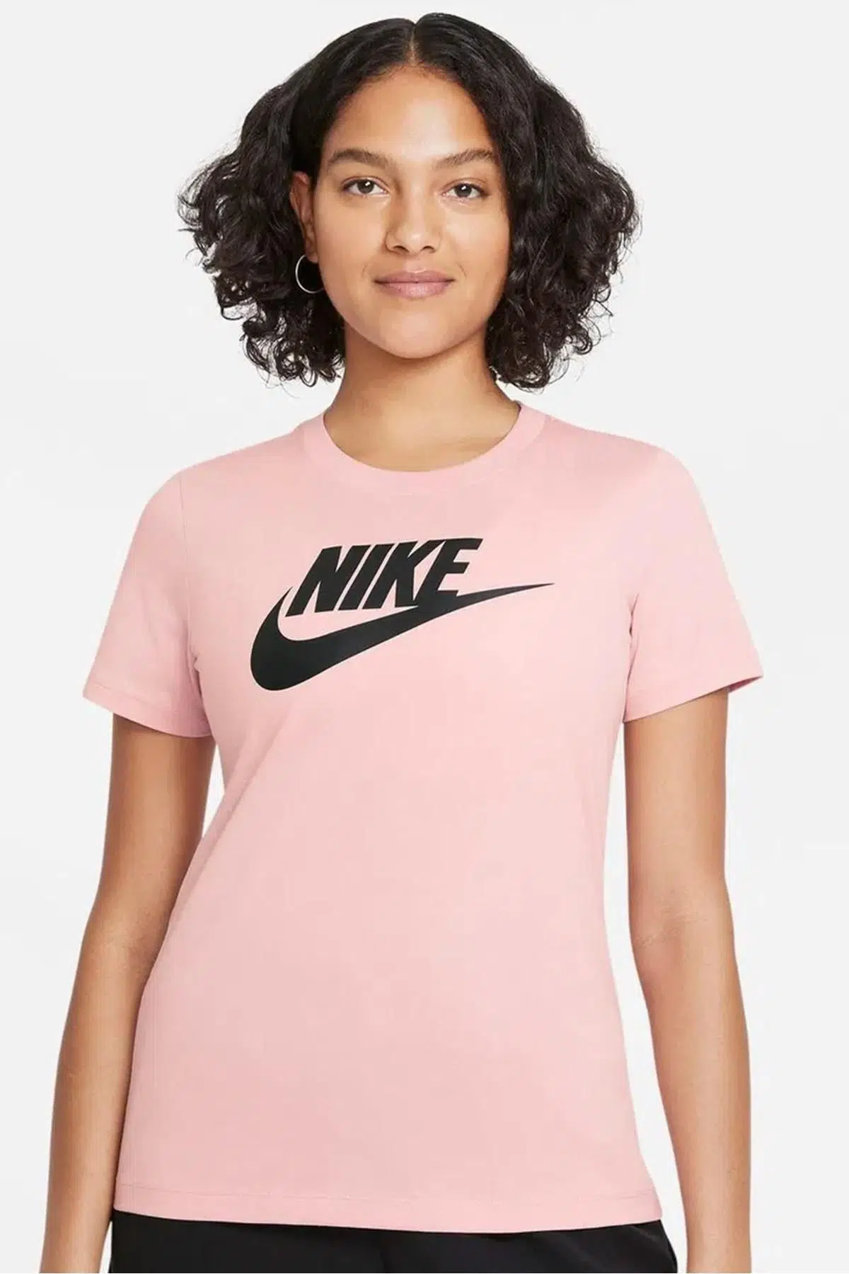 Nike Sportswear Tee Essential Icon Futura Kadın Pembe Siyah Tişört