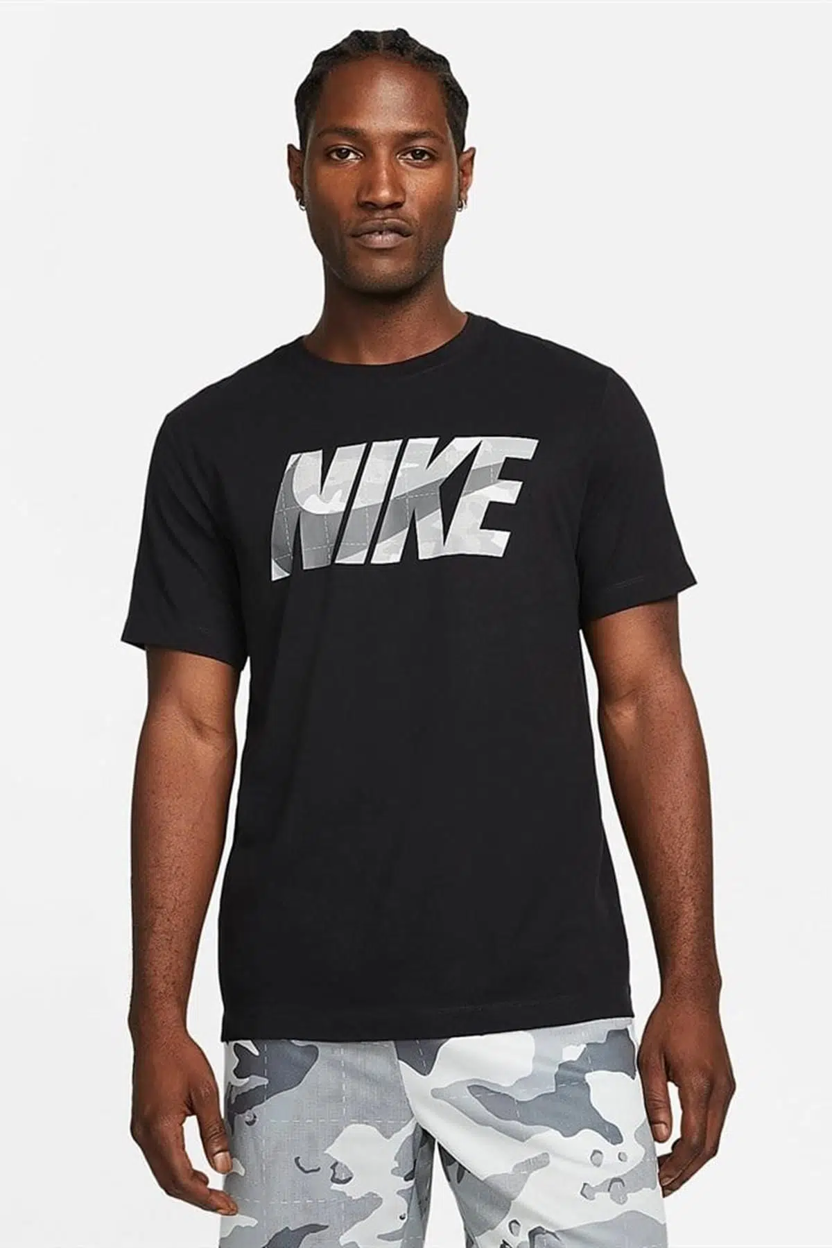 Nike Training Camo Sports Logolu Dri Fit Siyah Erkek Tişörtü