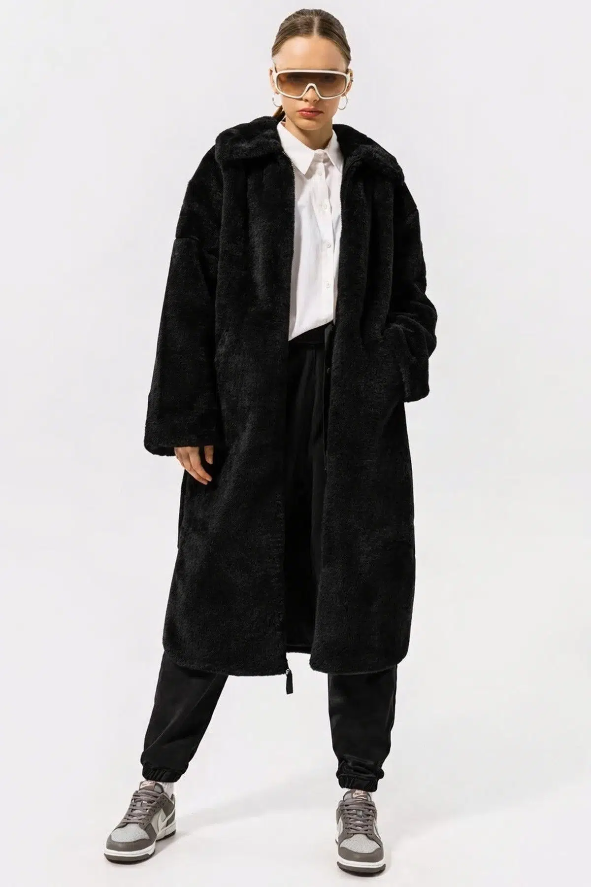 Nike Sportswear Terma Fit Women's Loose High Parka Kadın Bol Kesim Suni Kürk Spor Parka Siyah