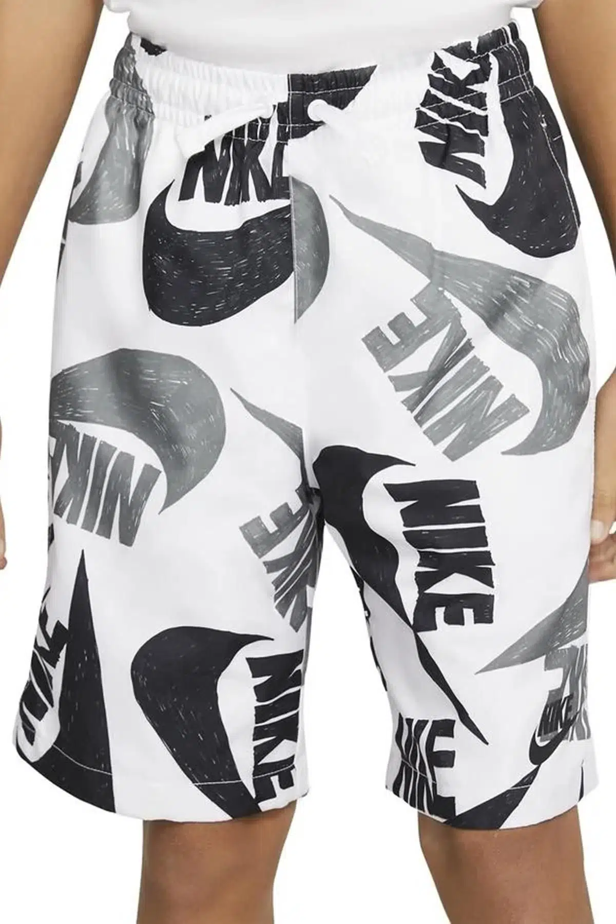 Nike Sportswear Unisex Genç Çocuk Dokuma Baskılı Beyaz Şort