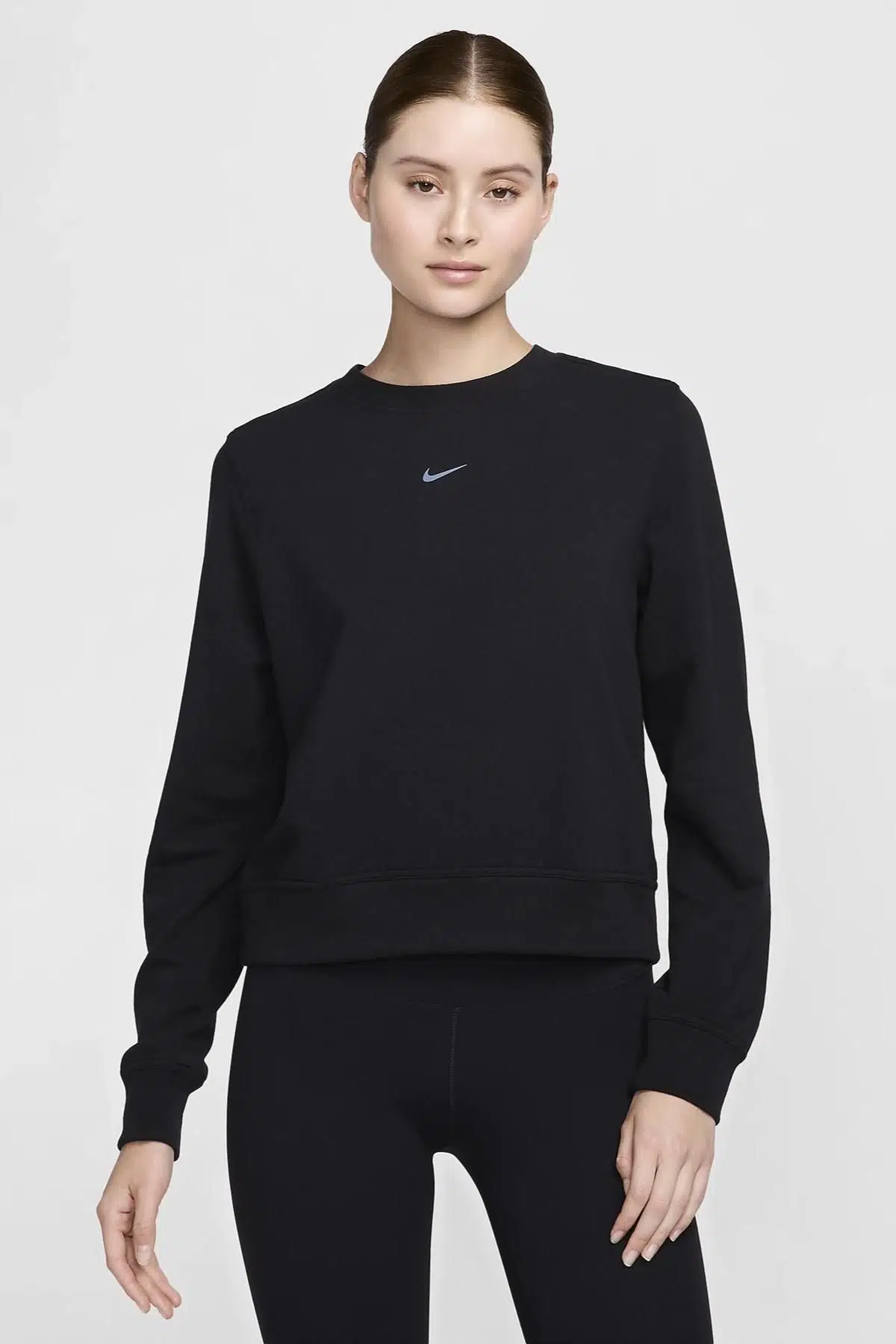 Nike Dri-FIT One Women's Crew Neck French Terry Kadın Reflektörlü Fransız Havlu Sweatshirt Siyah