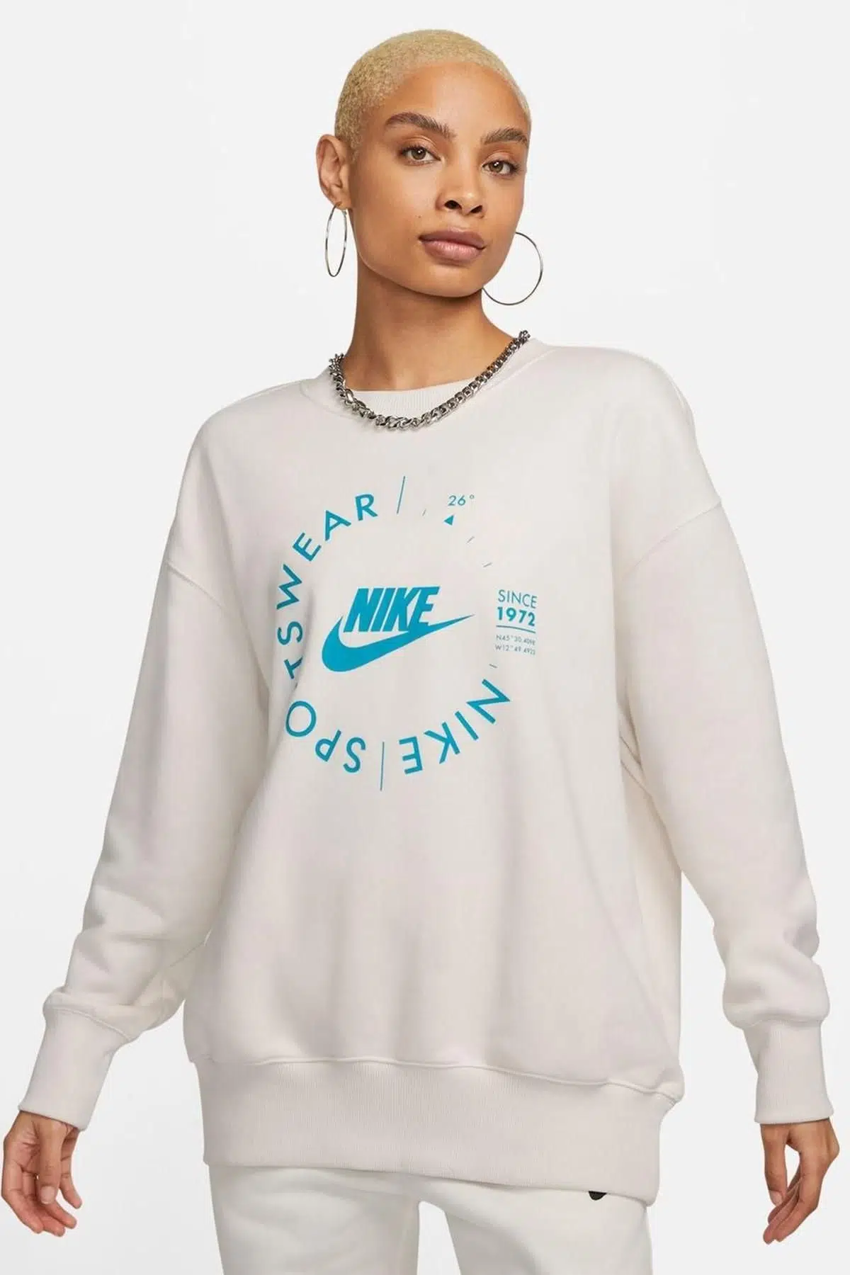 Nike Sportswear Utility Graphic Women’s Kadın Oversize Sweatshirt Krem