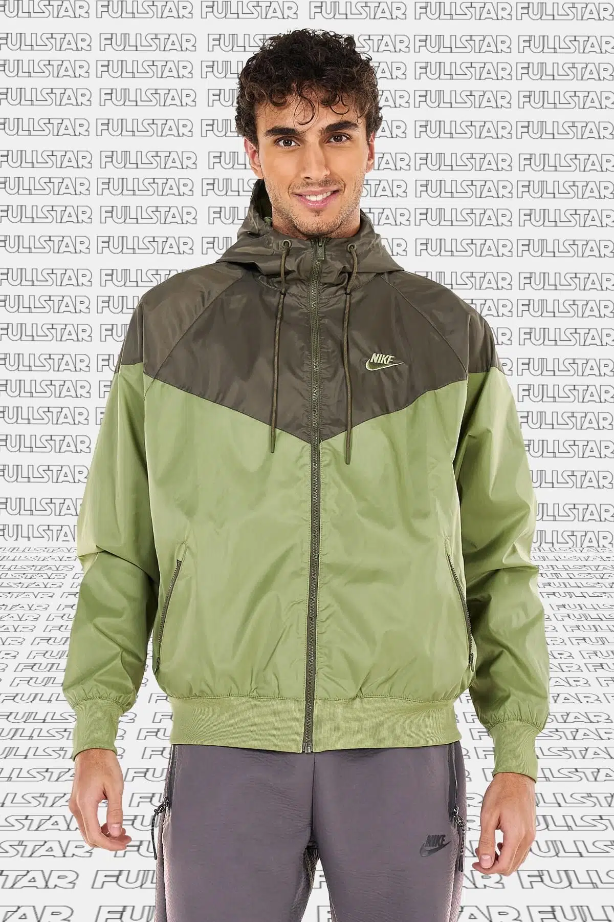 Nike Sportswear Windrunner Jacket Blue Green Kapüşonlu Erkek Ceketi Yeşil Haki