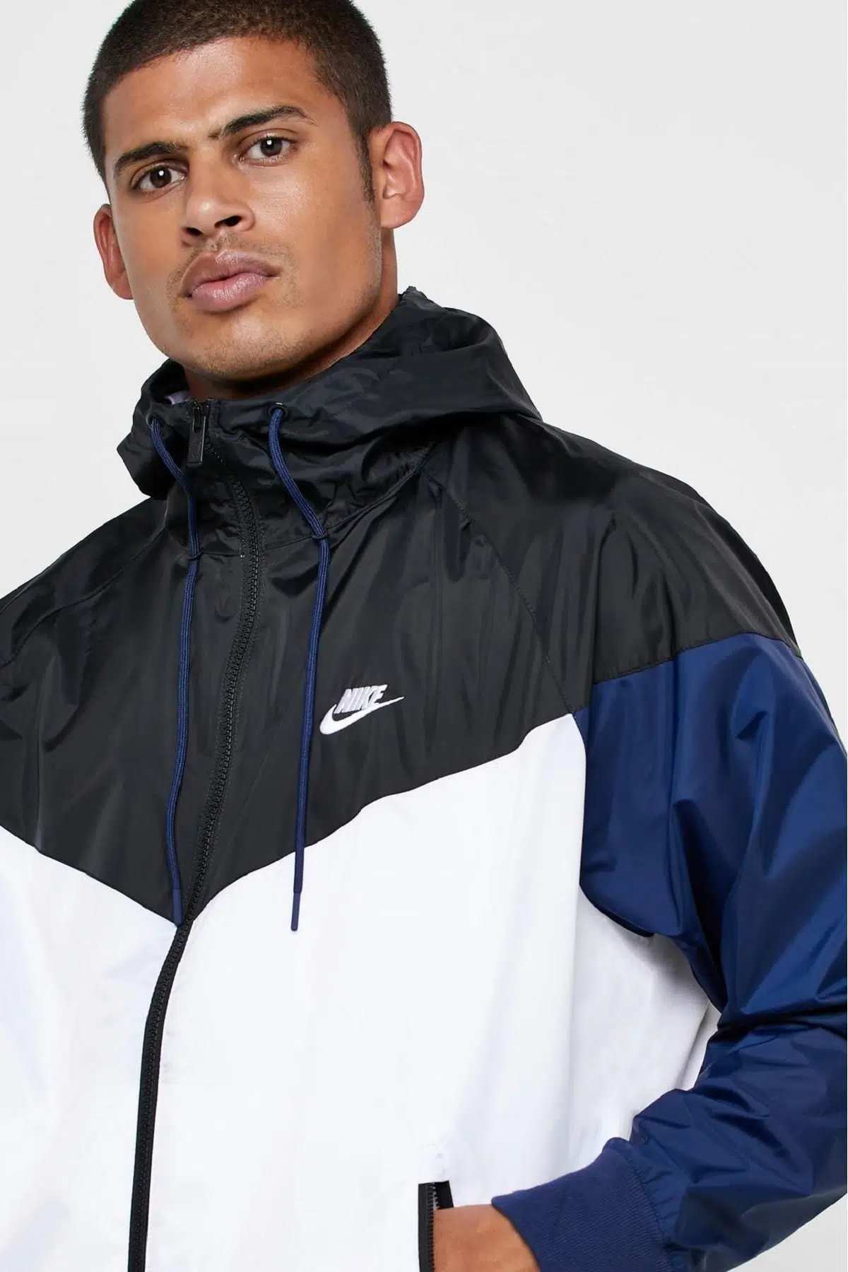 Nike Sportswear Windrunner Jacket Loose Fit Geniş Kalıp Rüzgarlık Siyah Beyaz Lacivert