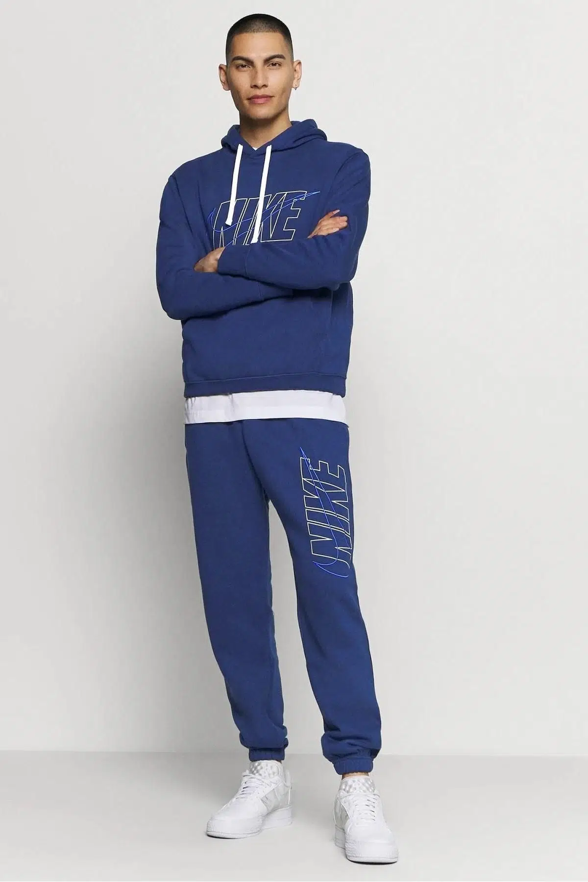 Nike Sportswer Fleece Track Suits Şardonlu Lacivert Eşofman Takımı