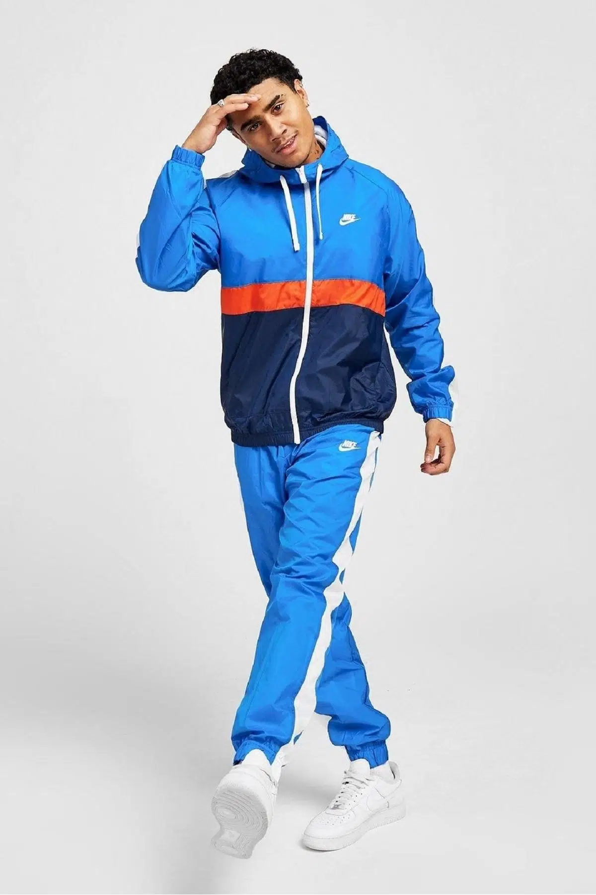 Nike Sportswer Hoxton Woven Loose Fit (Bol Kesim) Mavi Beyaz Eşofman Takımı