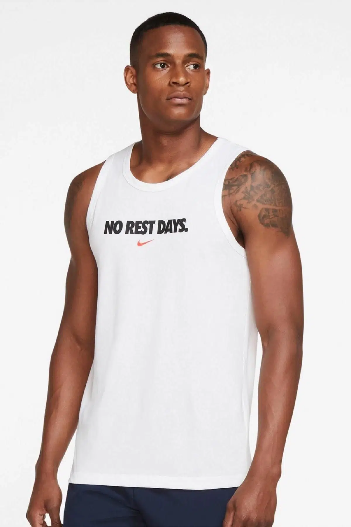 Nike Dri Fit Cotton Tee Tank Top Beyaz Erkek Spor Atlet