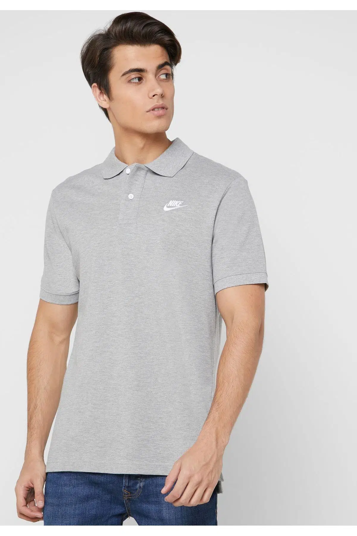 Nike Standart Fit Pamuklu Polo Tişört GRİ