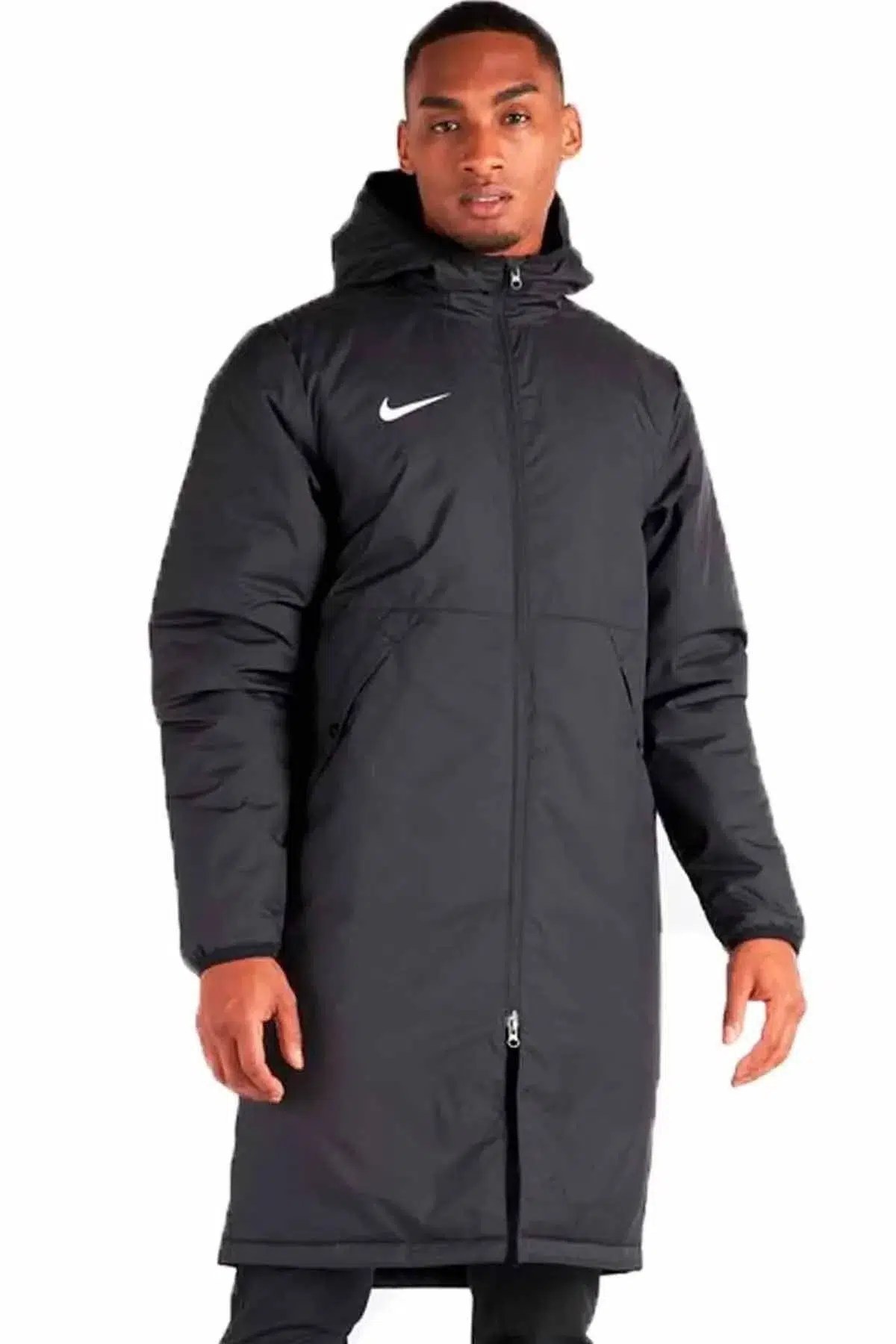 Nike Football Synthetic Fit Loose Fit Jacket Erkek Bol Kesim Kapüşonlu Mont Parka Siyah