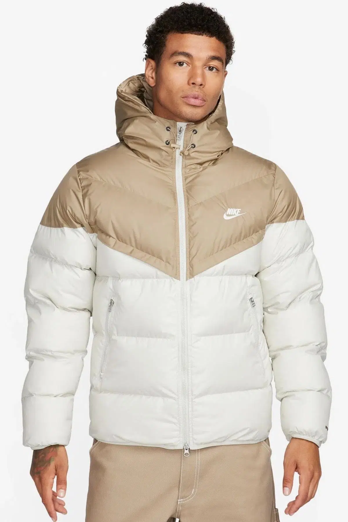 Nike Stormfit Primaloft Synthetic Fit Jacket Rahat Kalıp Kapüşonlu Mont Krem-Bej