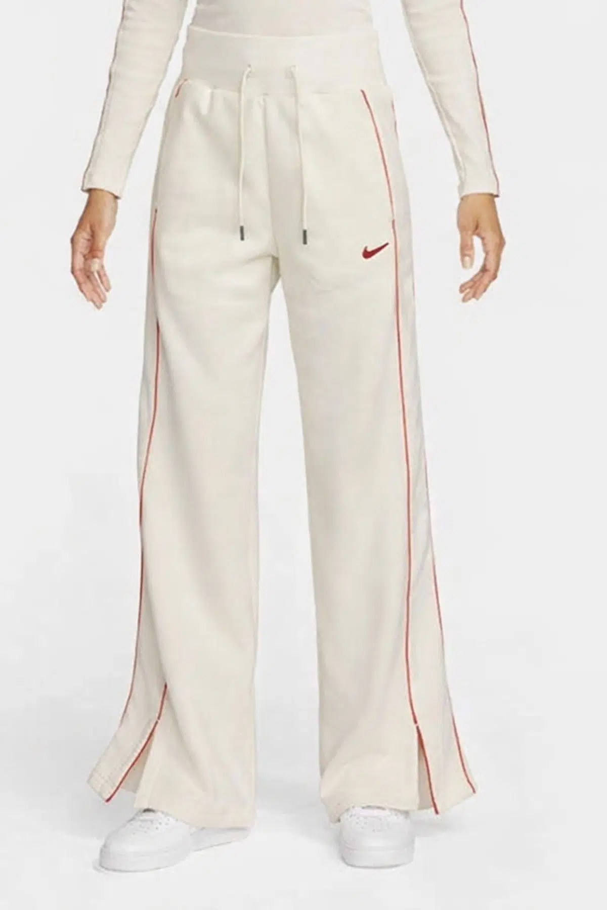 Nike Streetwear Oversized Fleece Wide Leg Jogger Kadın Oversize Geniş Paçalı Yüksek Bel Eşofman Altı Krem
