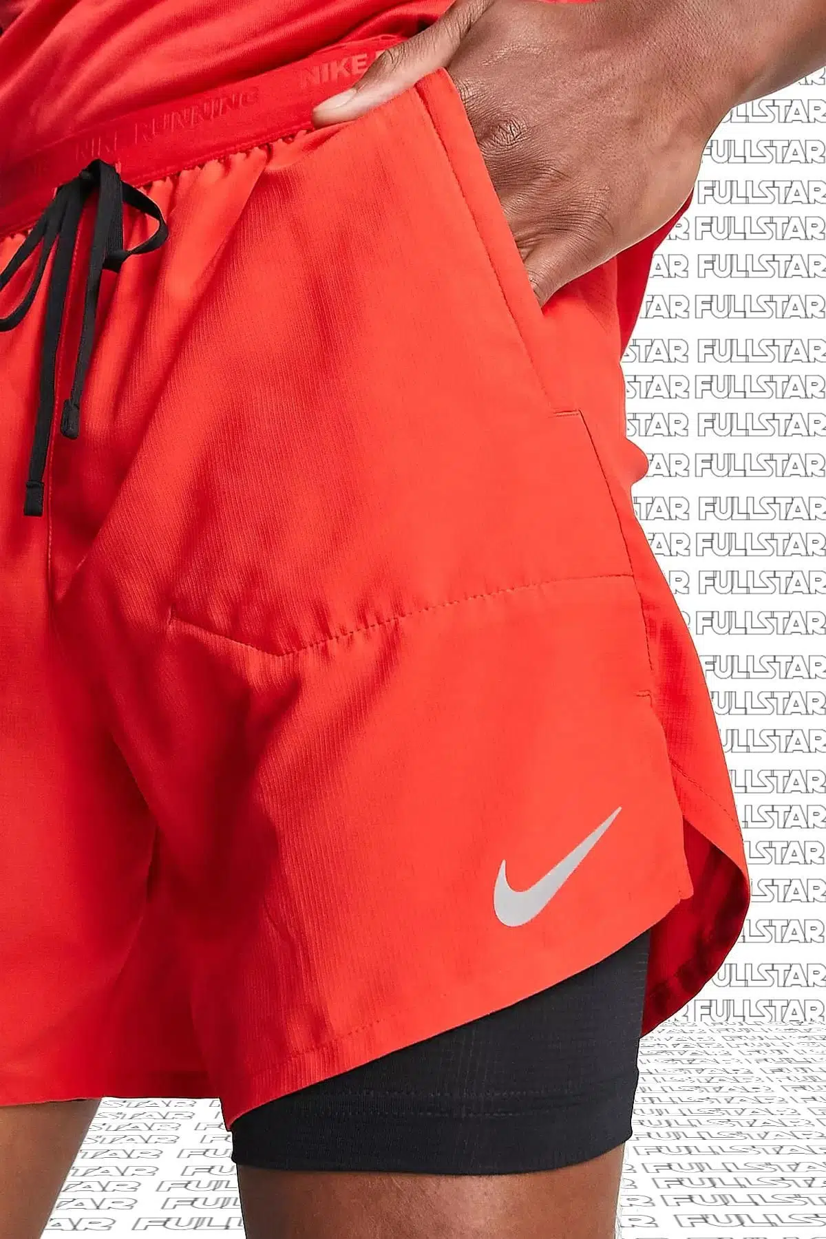 Nike Stride 7inch Run Shorts 2 in 1 Taytlı Fermuar Cepli Koşu Şortu Kırmızı