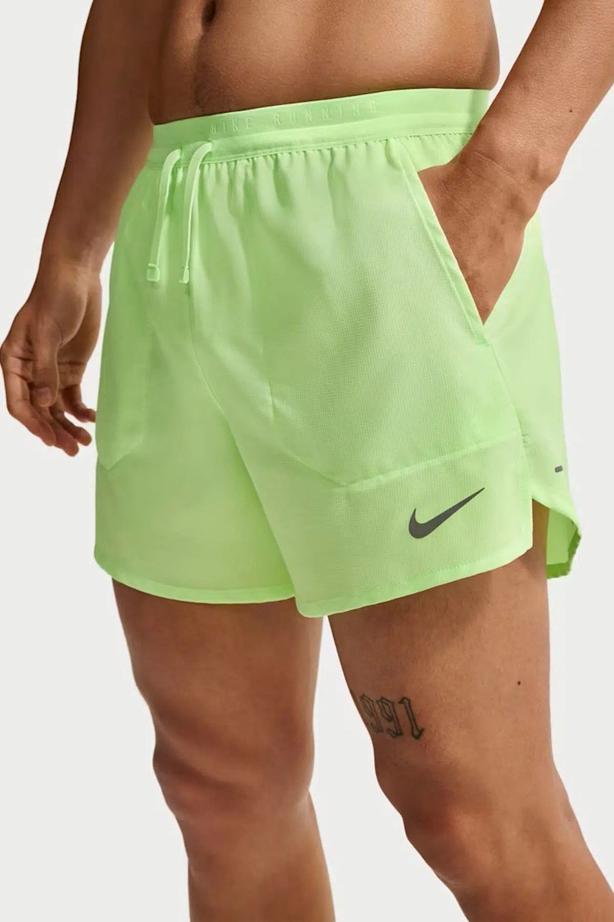 Nike Stride Dri-Fit 5 Brief-Lined Running Shorts 5 İnch Slip Astarlı Reflektörlü Erkek Koşu Şortu Yeşil