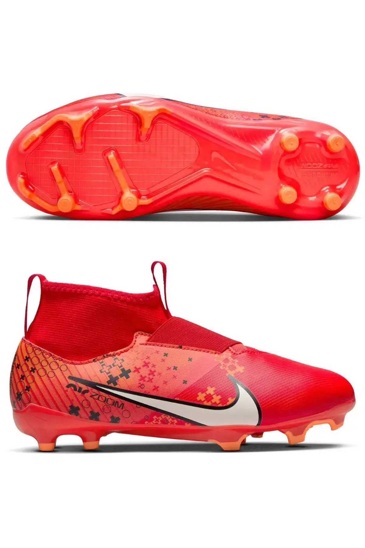 Nike Mercurial Air Zoom Superfly 9 Acad FG/MG Soccer Shoes Çoraplı Çocuk Krampon Kırmızı