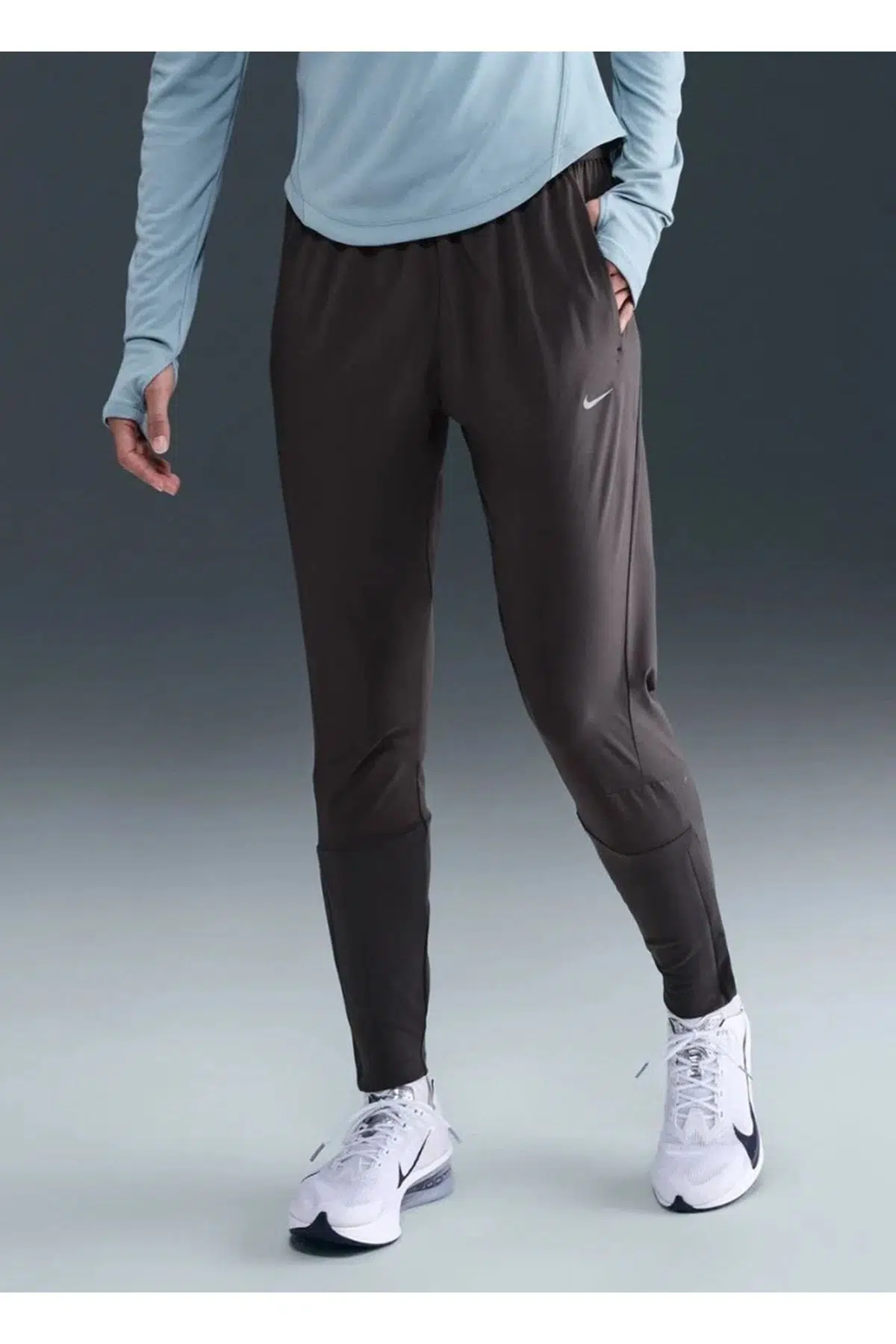 Nike Swift Dri-Fit Mid-Rise Womens Running Pant.Kadın Yürüyüş Koşu Eşofman Altı Gri