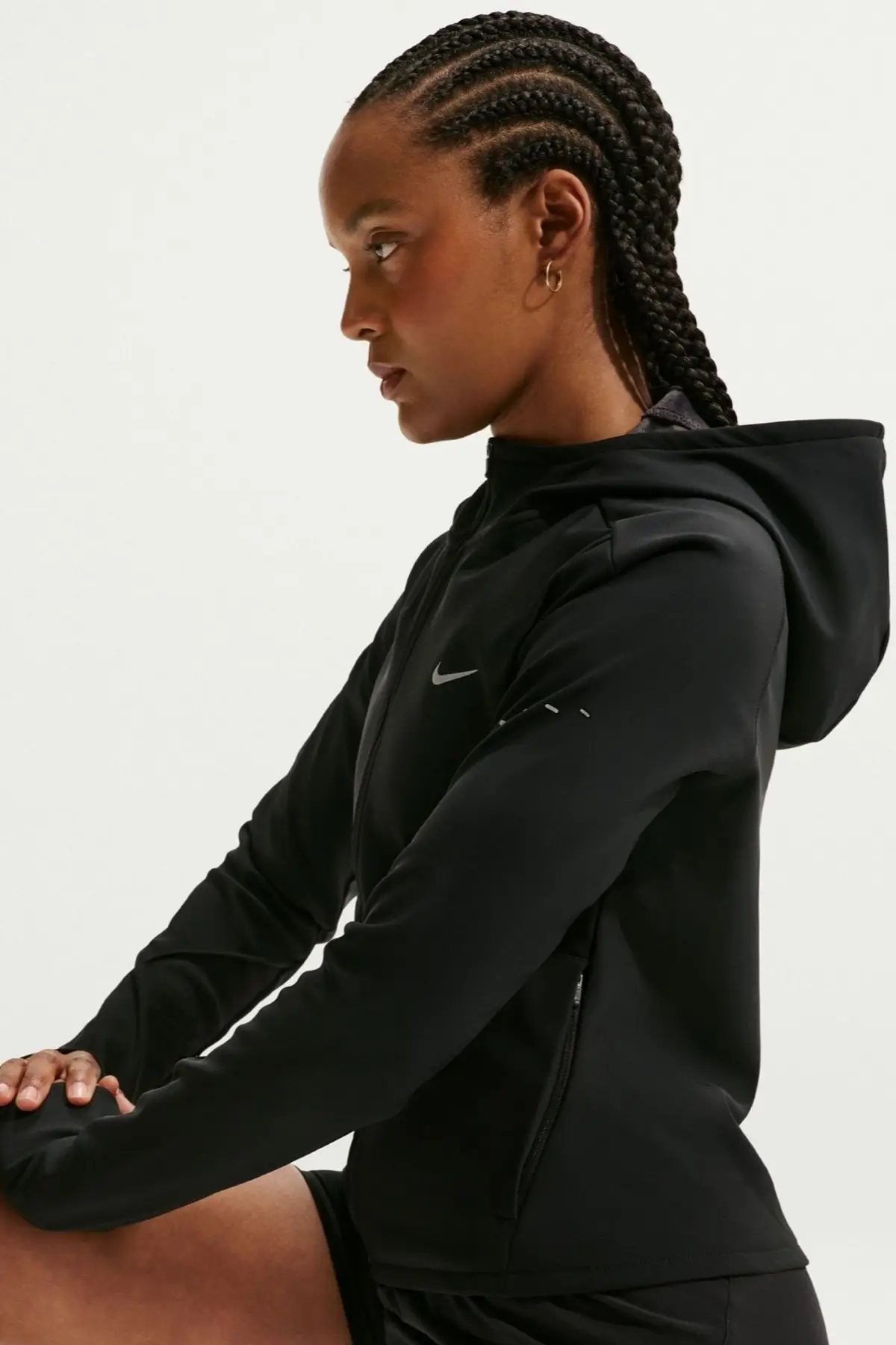 HV8928-010 Nike Swift Therma Fit Fitted Womens Jacket Kapüşonlu Su İtici Kadın Spor Ceket Siyah
