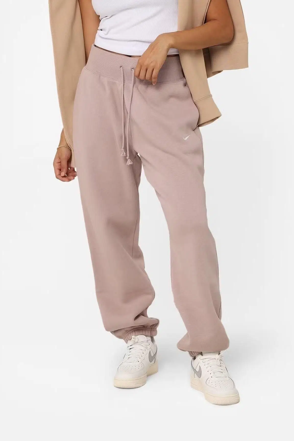 Nike Sportswear Phoenix Fleece High Rise Oversized Şardonlu Büyük Beden Yüksek Bel Kadın Eşofman Altı Sütlü Kahve