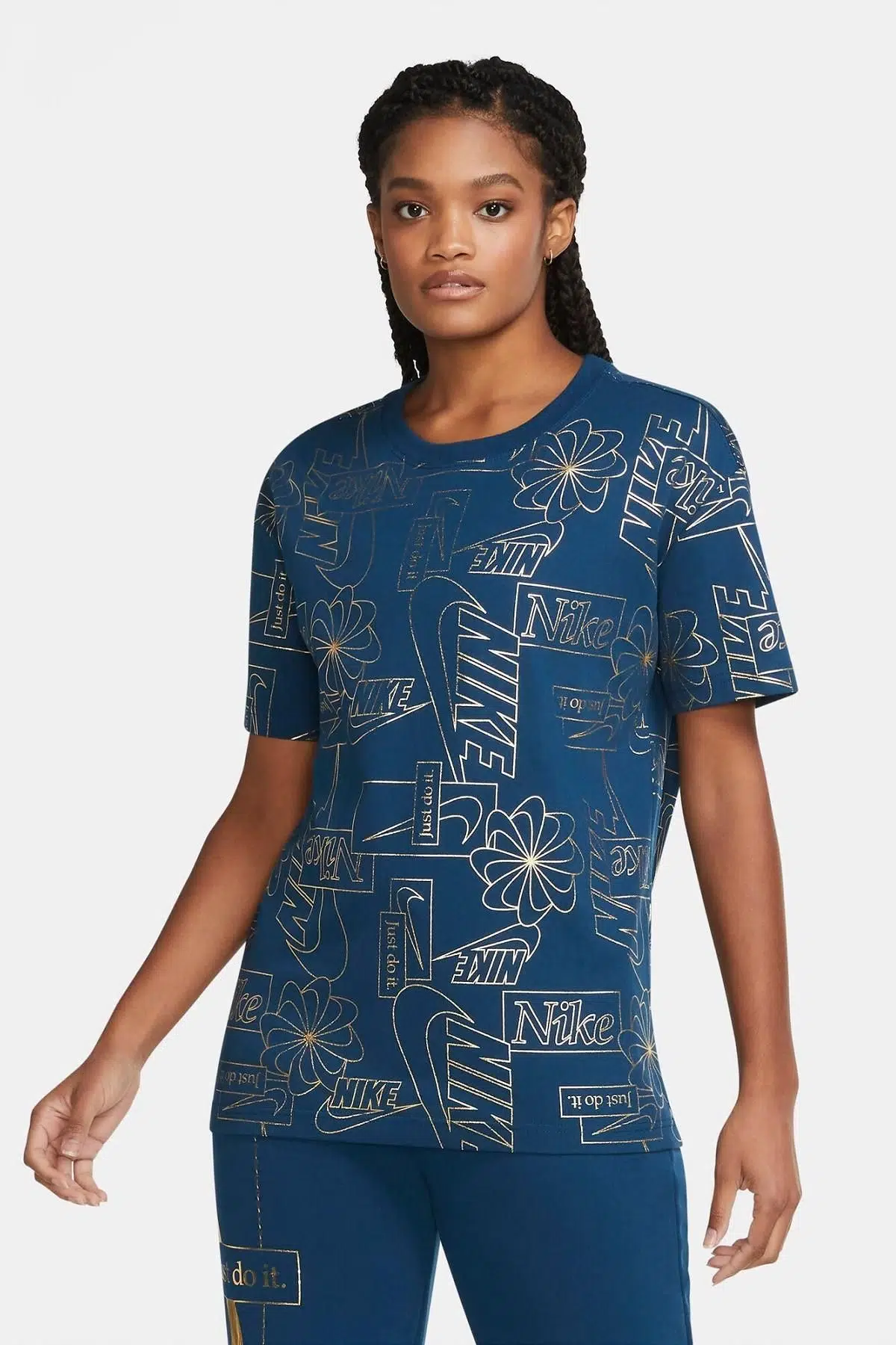 Nike Sportswear Icon Clash Loose Fit Tee Bol Kesim Petrol Mavi Tişört