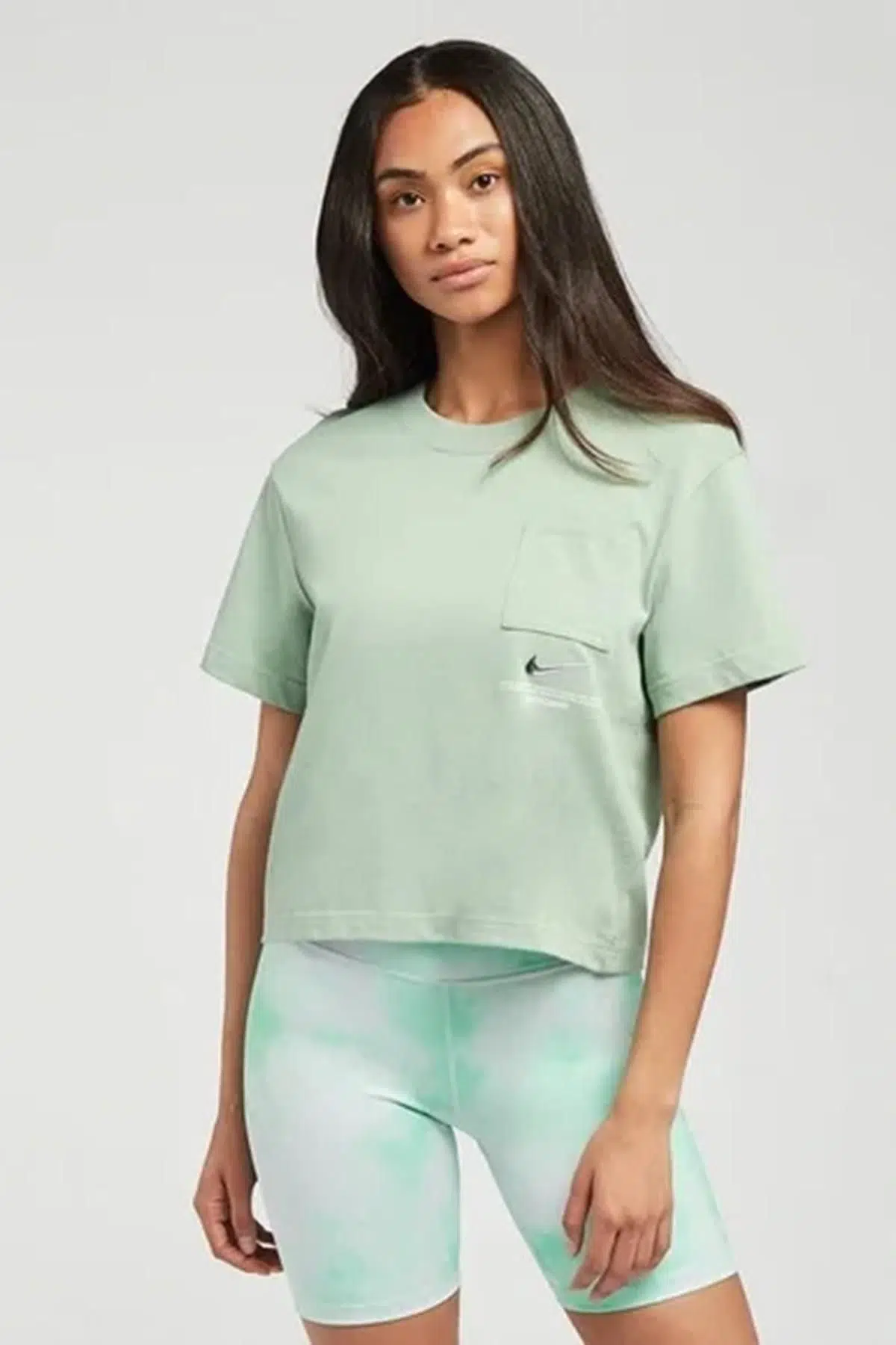 Nike Swoosh Short Sleeve Top Loose Fit Bol Kesim Tişört Yeşil