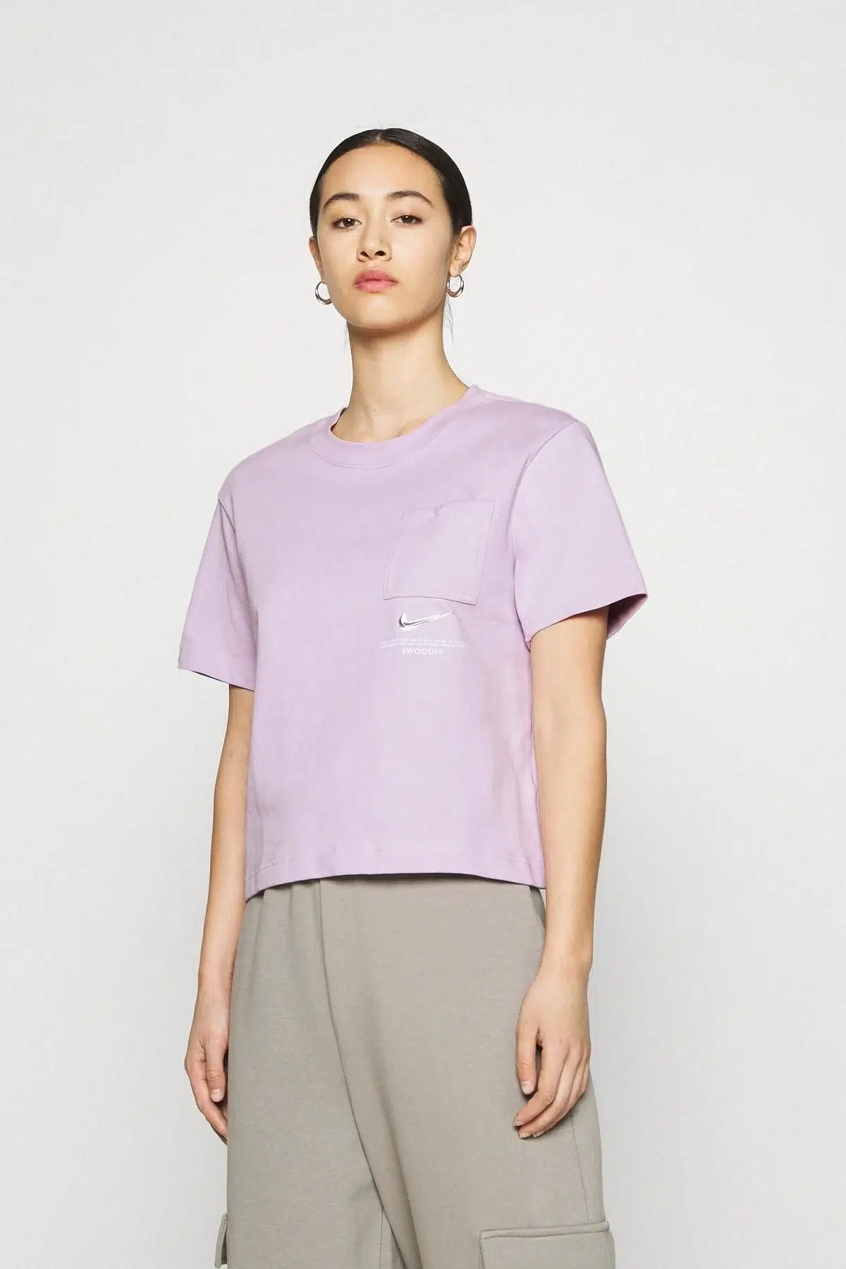 Nike Swoosh Short Sleeve Top Loose Fit Bol Kesim Mor Tişört