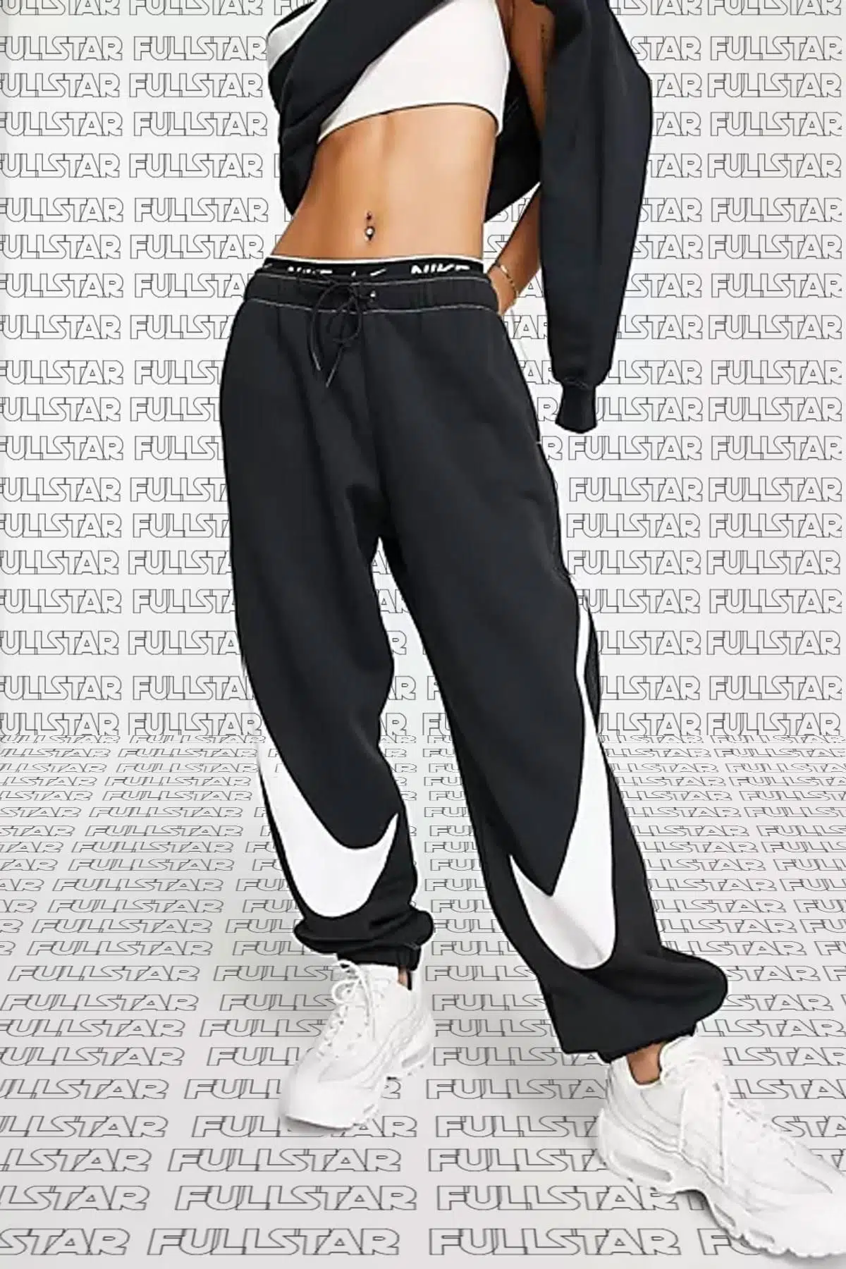 Nike Swosh Easy Fleece Jogger Loose Fit Bol Kesim Siyah Jogger Eşofman Altı 