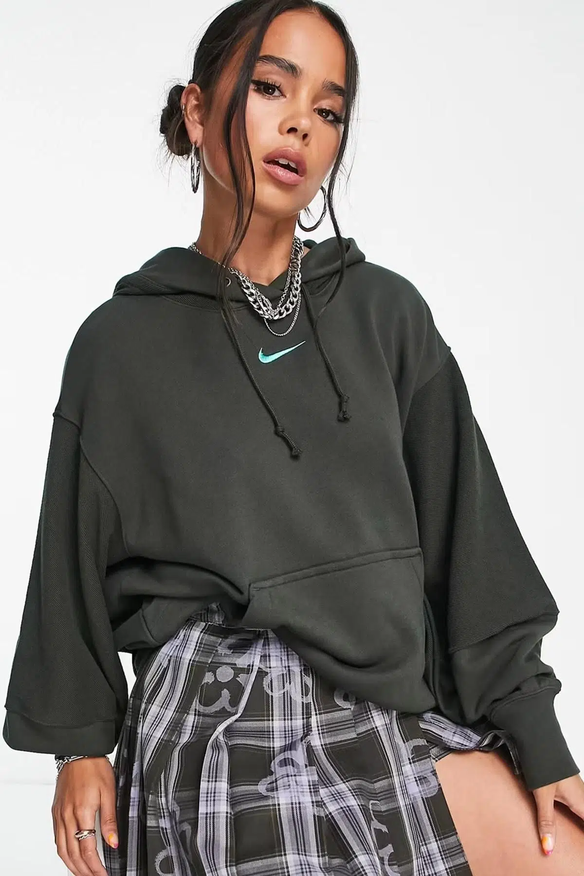 Nike Sportswear Everyday Modern Fleece Oversize Hoodie Kadın Geniş Kalıp Kapüşonlu Sweatshirt Koyu Yeşil