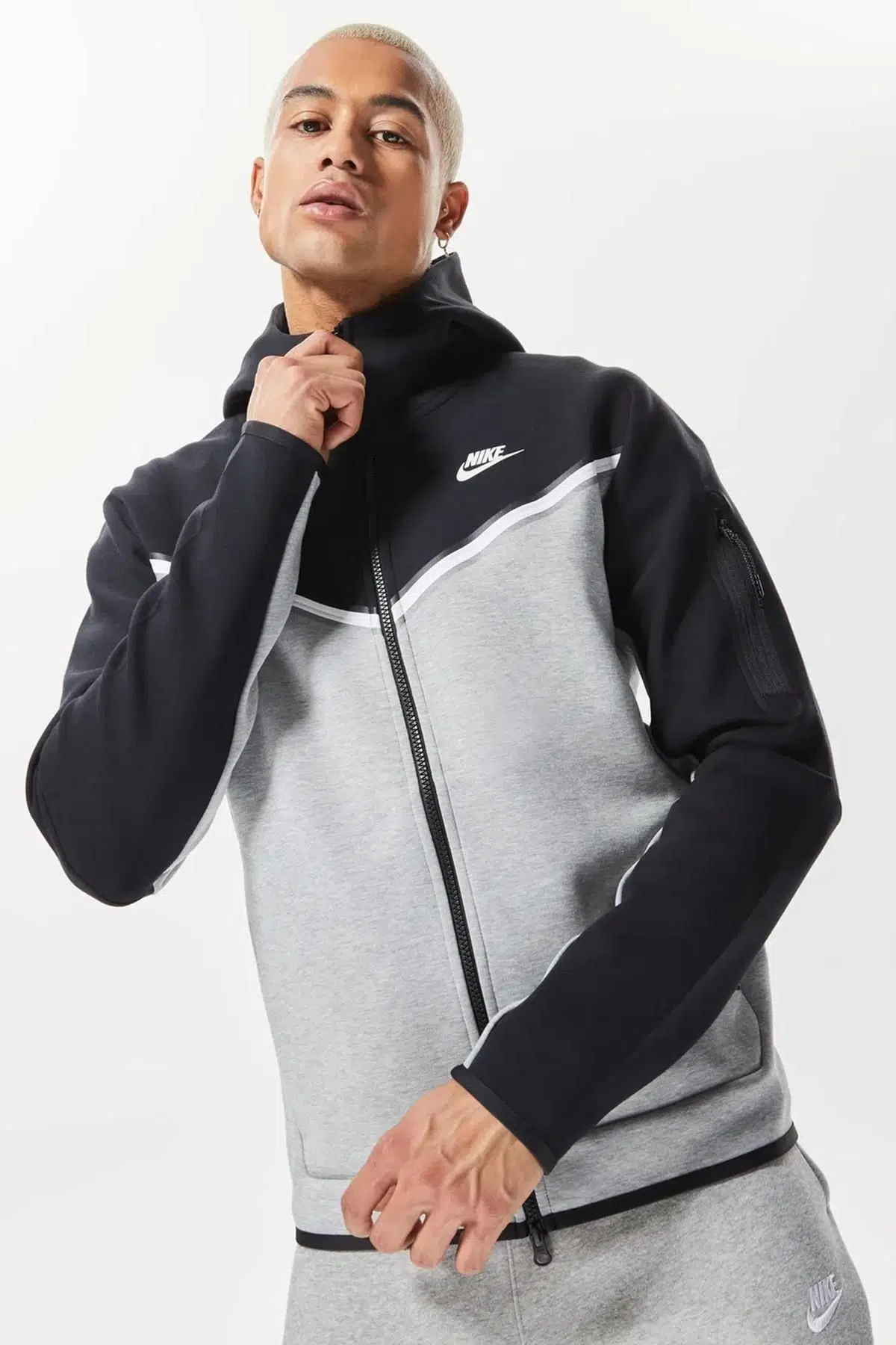 Nike Tech Fleece Full Zip Unisex Hoodie Kapüşonlu Fermuarlı Sweatshirt Gri