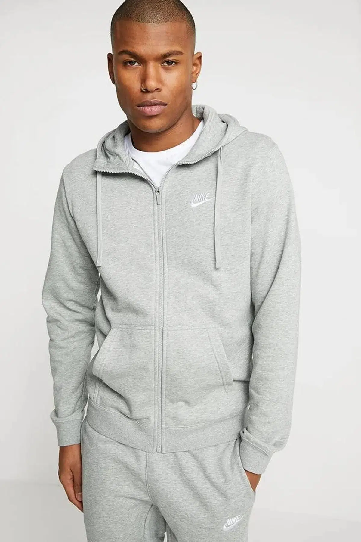 Nike Sportswear Club Full Zip Hoodie Erkek Kapüşonlu Sweatshirt Gri