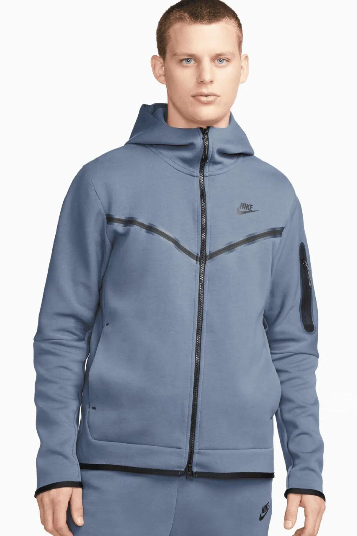 Nike Tech Fleece Full Zip Unisex Hoodie Kapüşonlu Fermuarlı Sweatshirt Koyu Mavi