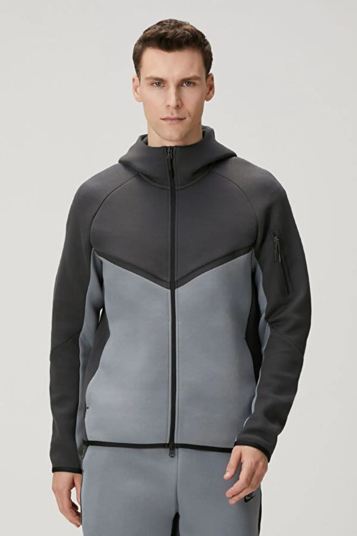 Nike Tech Fleece Full Zip Windrunner Hoodie Kapüşonlu Unisex Sweatshirt Antrasit