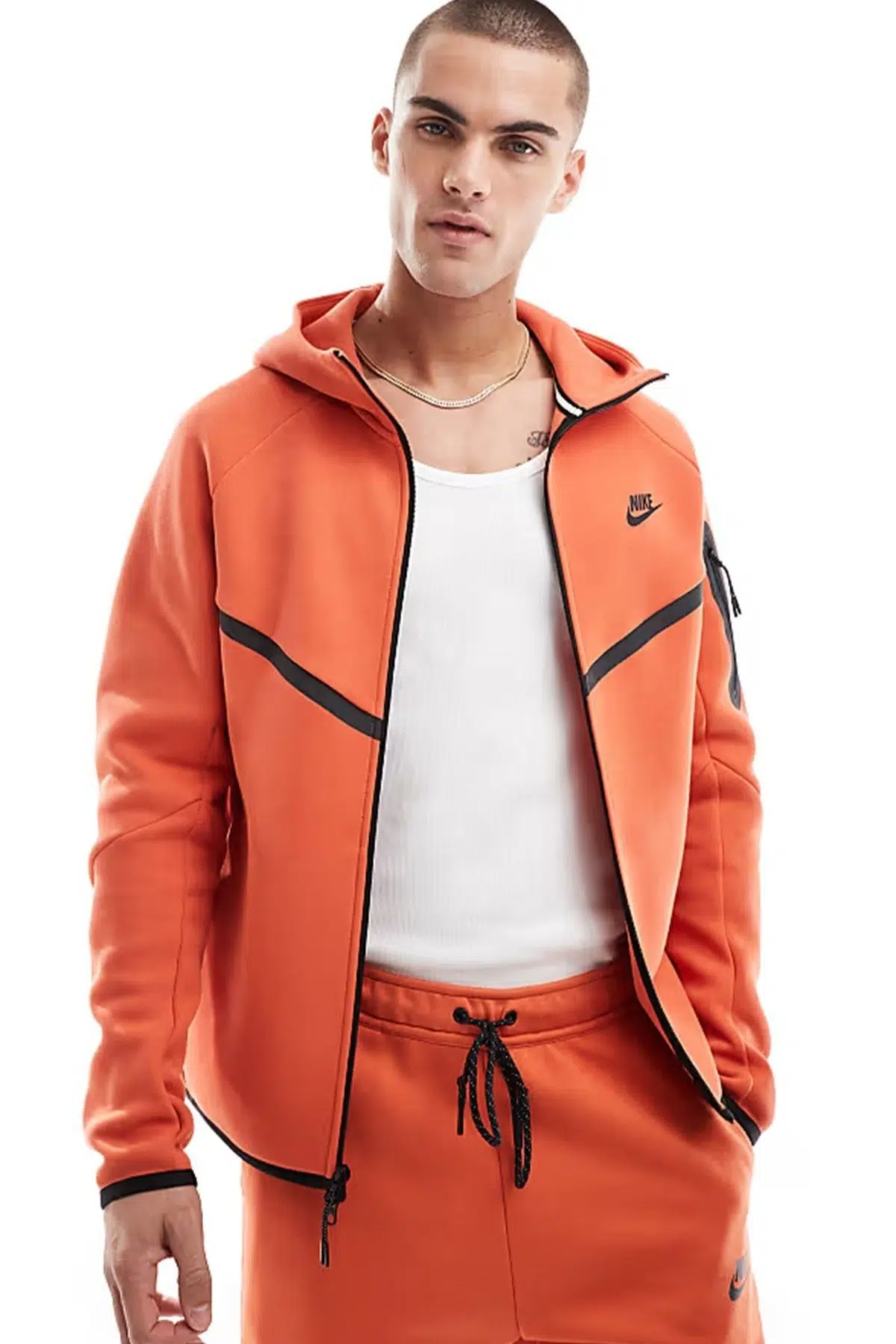 Nike Tech Fleece Full Zip Windrunner Hoodie Kapüşonlu Unisex Sweatshirt Turuncu