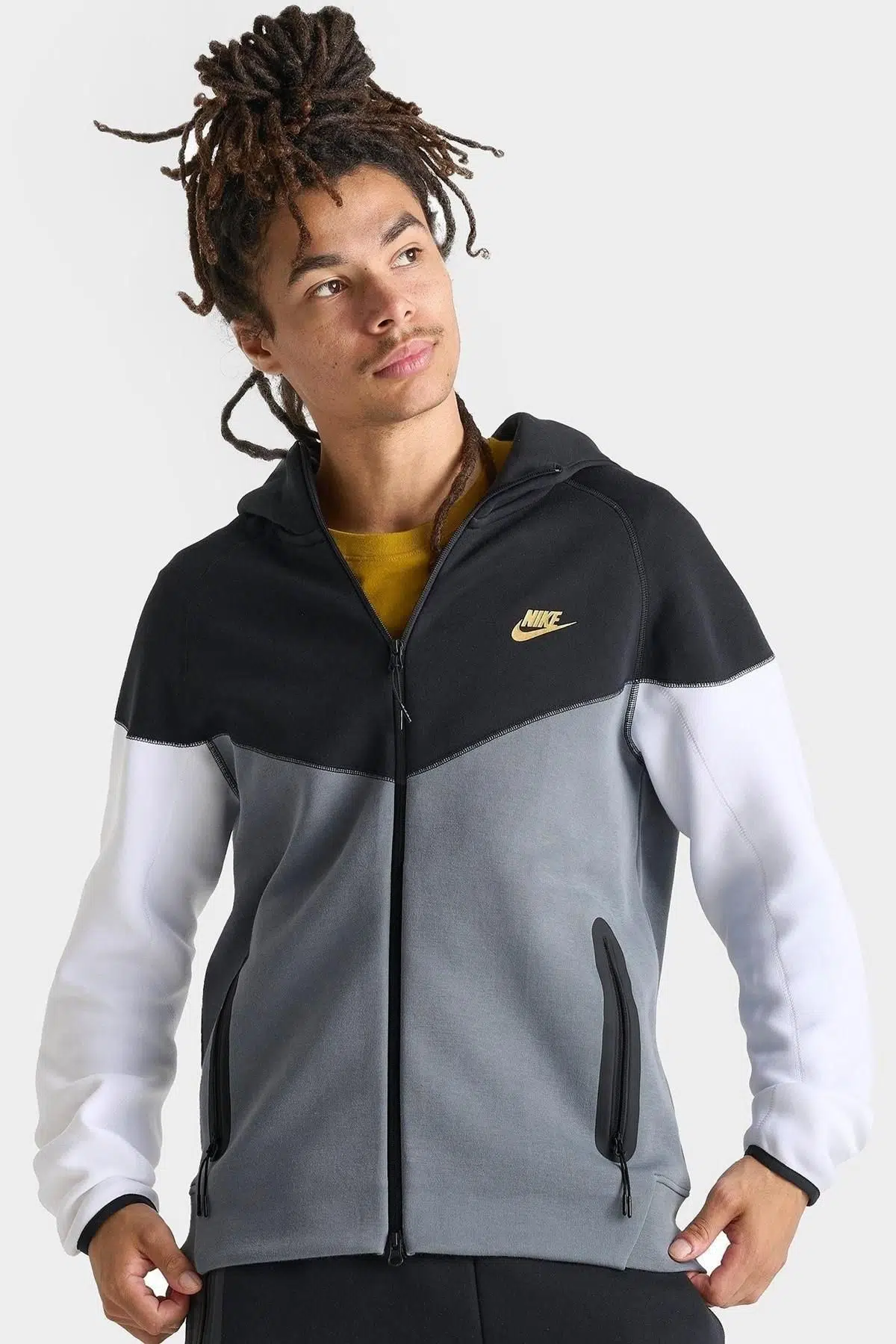 Nike Tech Fleece Full Zip Windrunner Unisex Hoodie Kapüşonlu Fermuarlı Sweatshirt Beyaz Siyah Gri