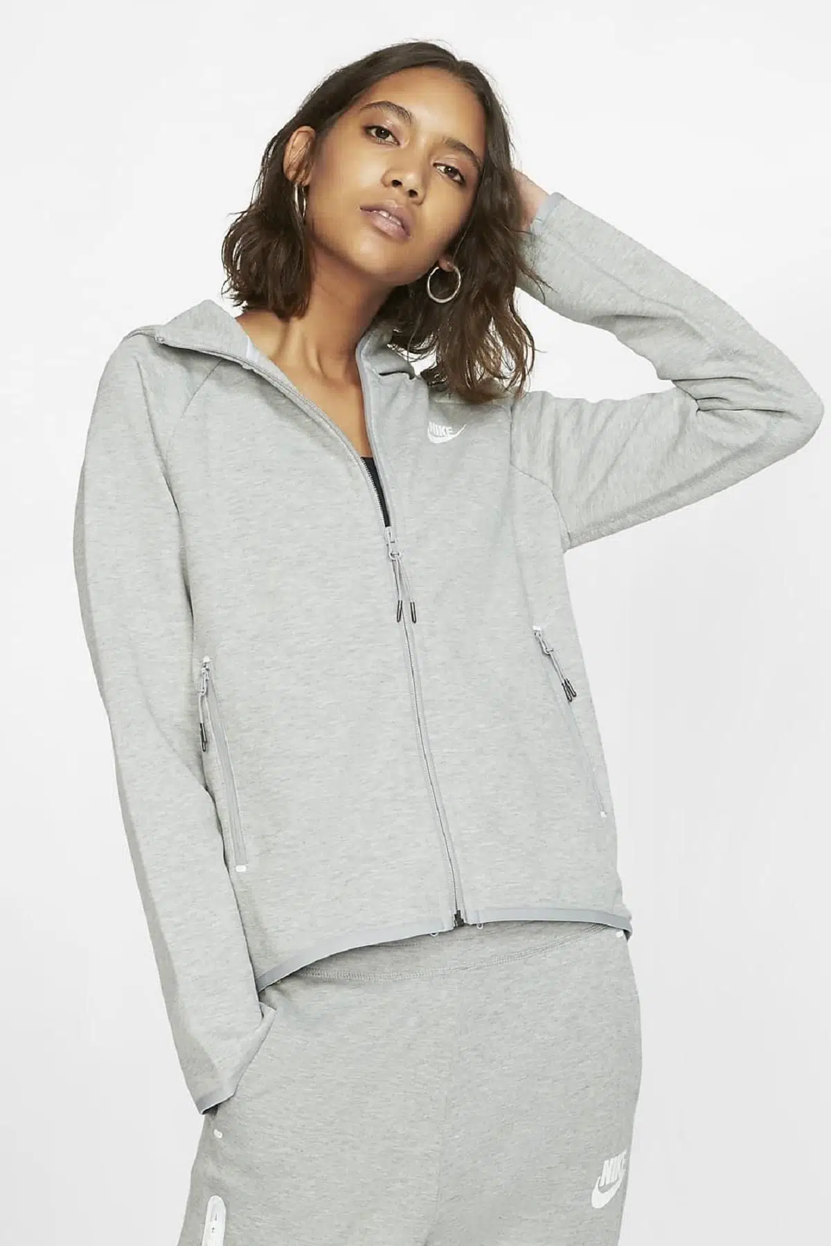 Nike Tech Fleece Full Zip Loose Fit Hoodie Bol Kesim Gri Sweatshirt