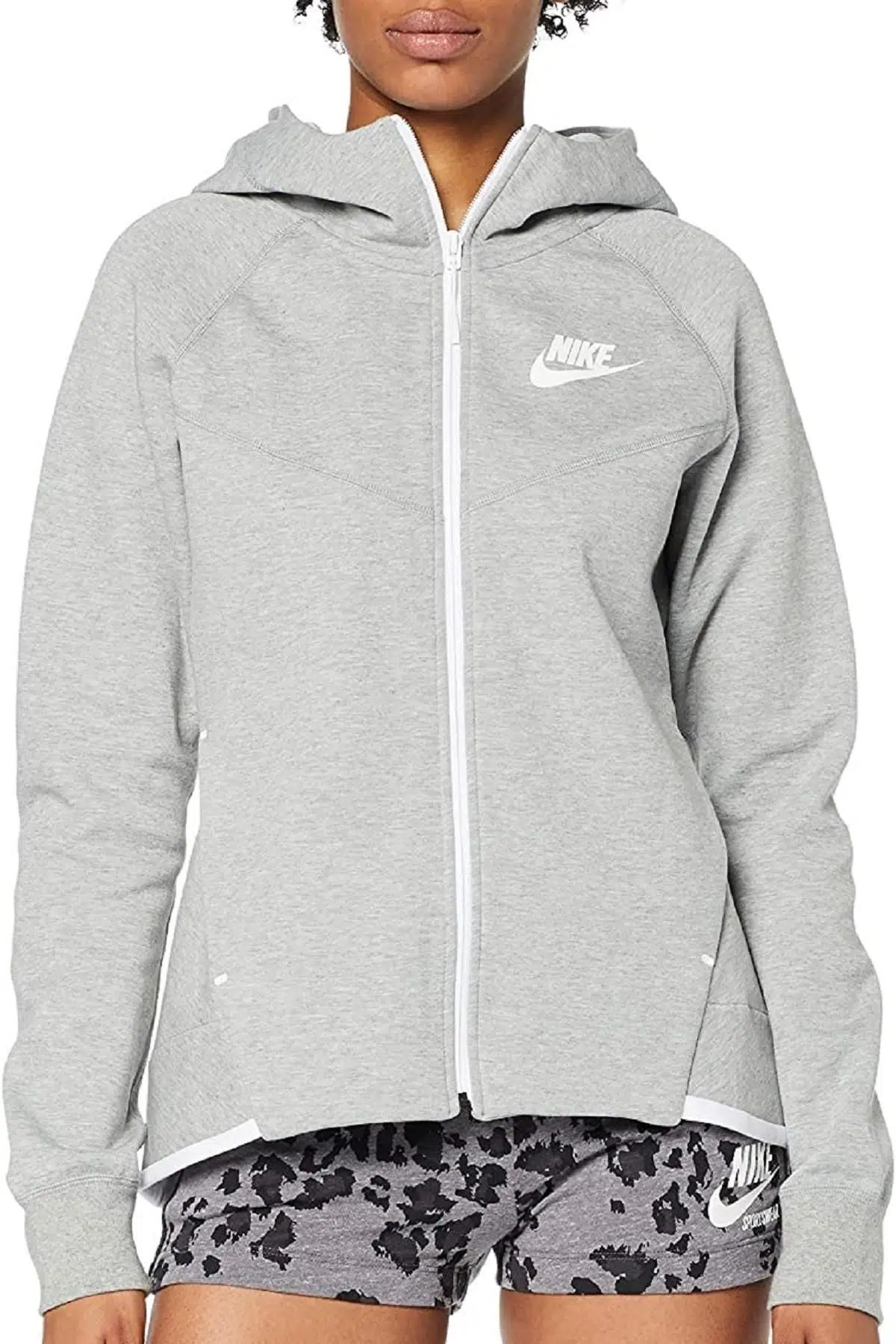 Nike Tech Fleece Windrunner Hoodie Kapüşonlu Kadın Sweatshirt Gri
