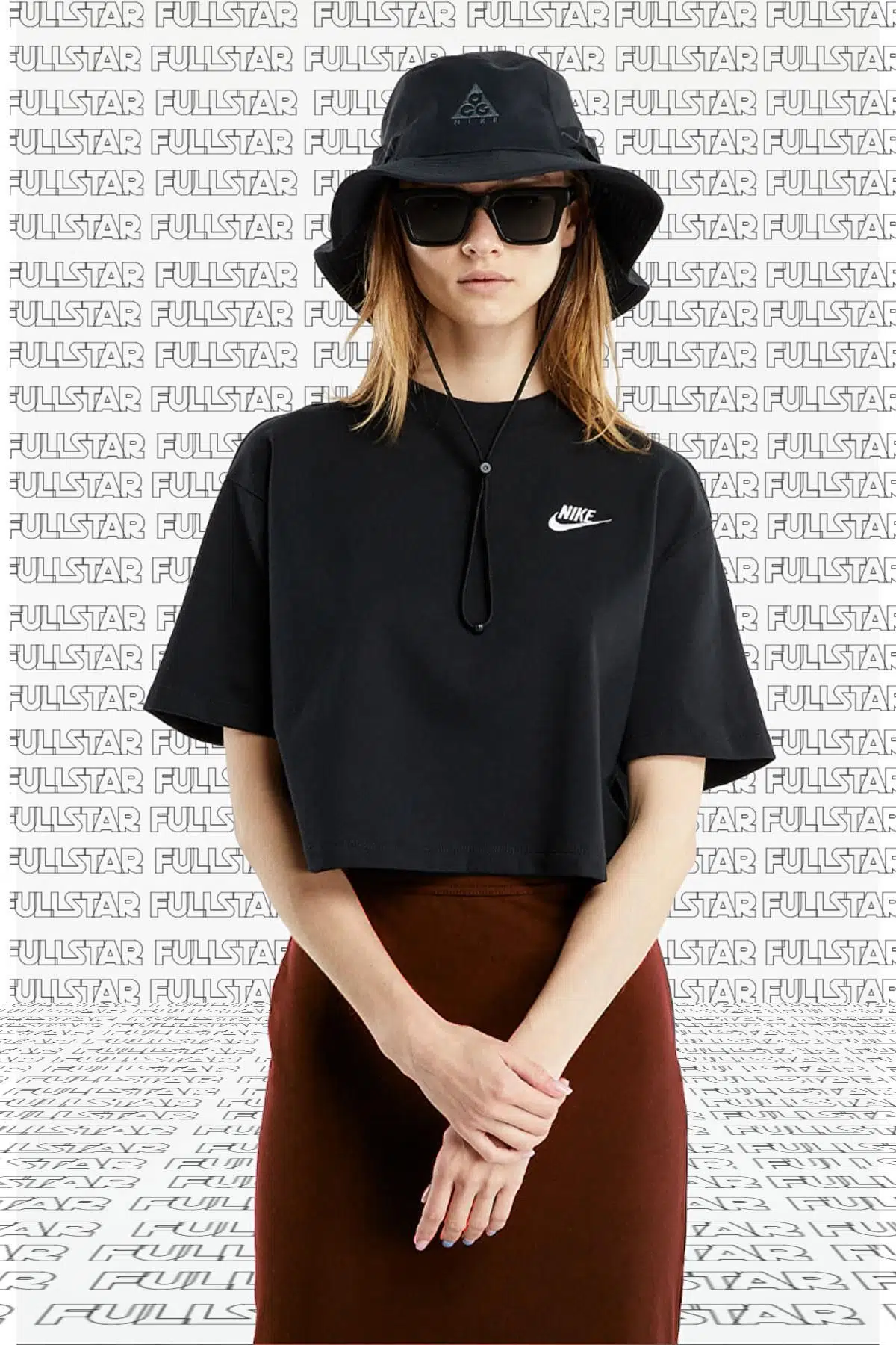 Nike Tee Top SS Jersey Loose Fit Crop Women Bol Kesim Kısa Siyah Tişört