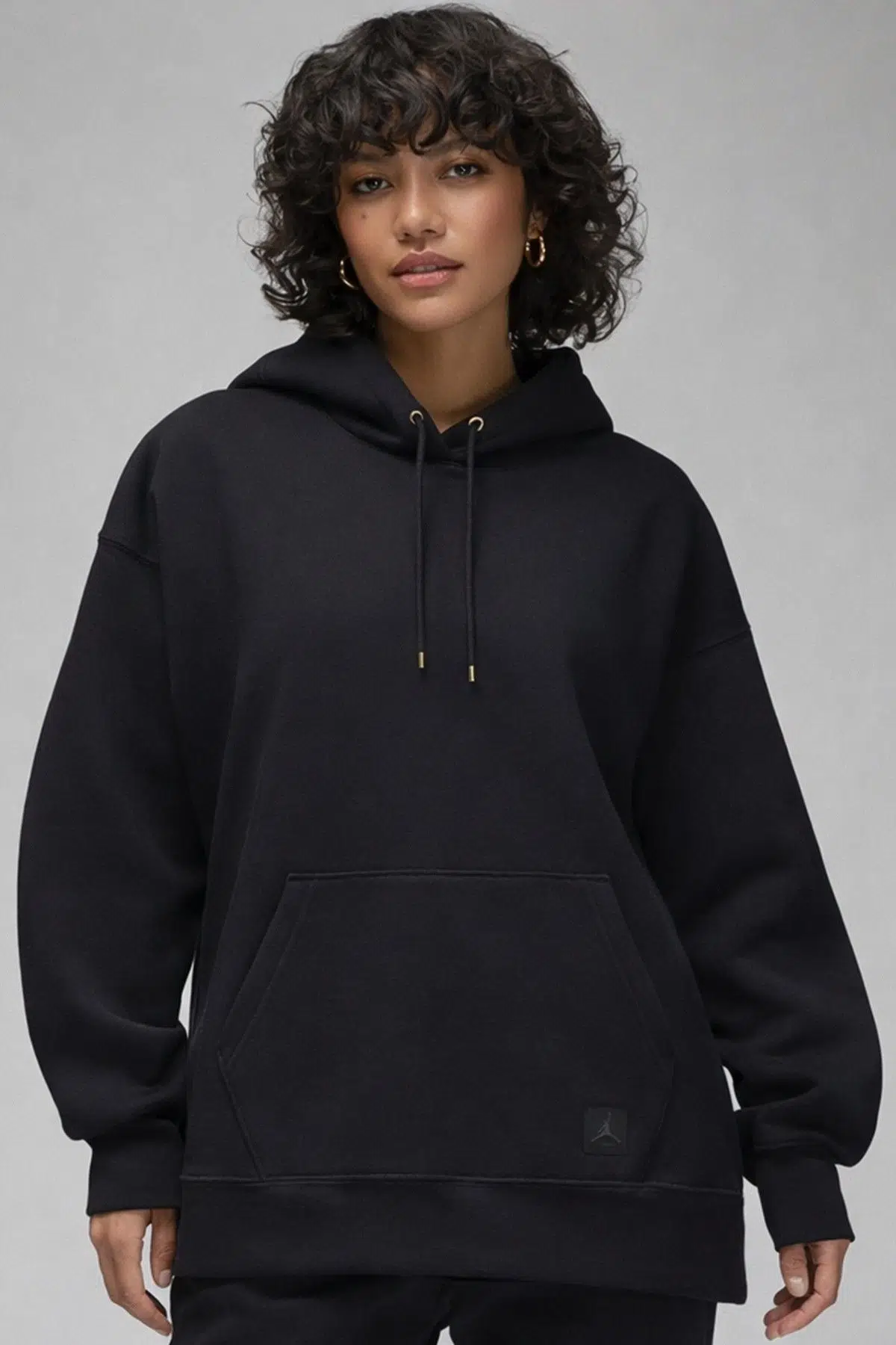 Nike Jordan Flight Fleece Oversize Pullover Hoodie Kadın Oversize Kapüşonlu Sweatshirt Siyah