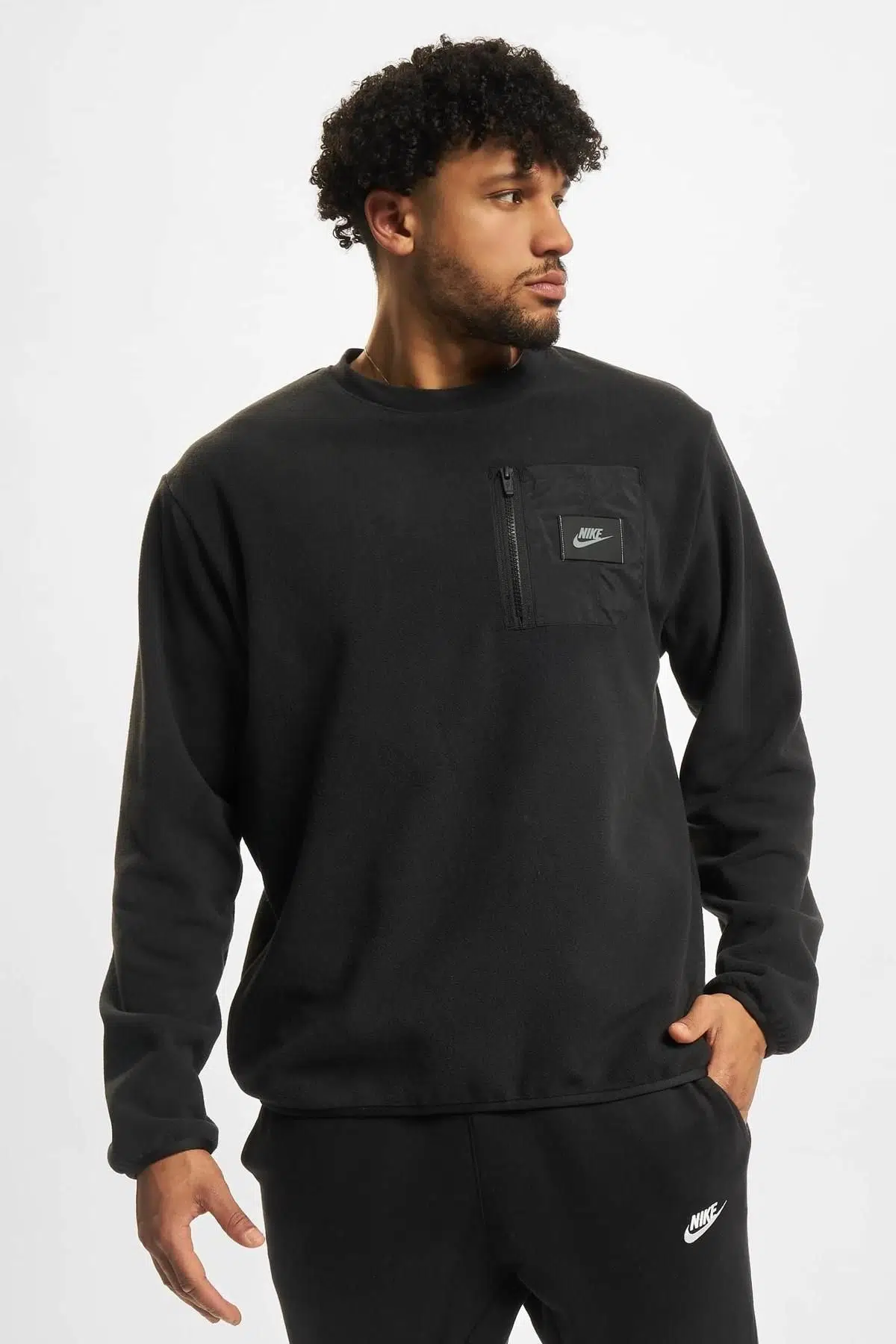 Nike Therma Fit Crew Polar Sweatshirt Black Cepli Polar Sweatshirt Siyah