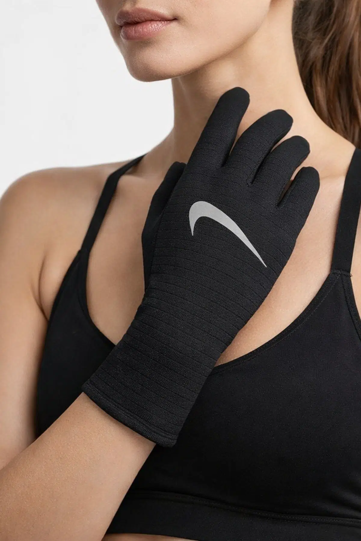 Nike Therma-Fit Sphere 3.0 Womens Running Gloves Reflektörlü Dokunmatik Uyumlu Spor Koşu Eldiveni Siyah