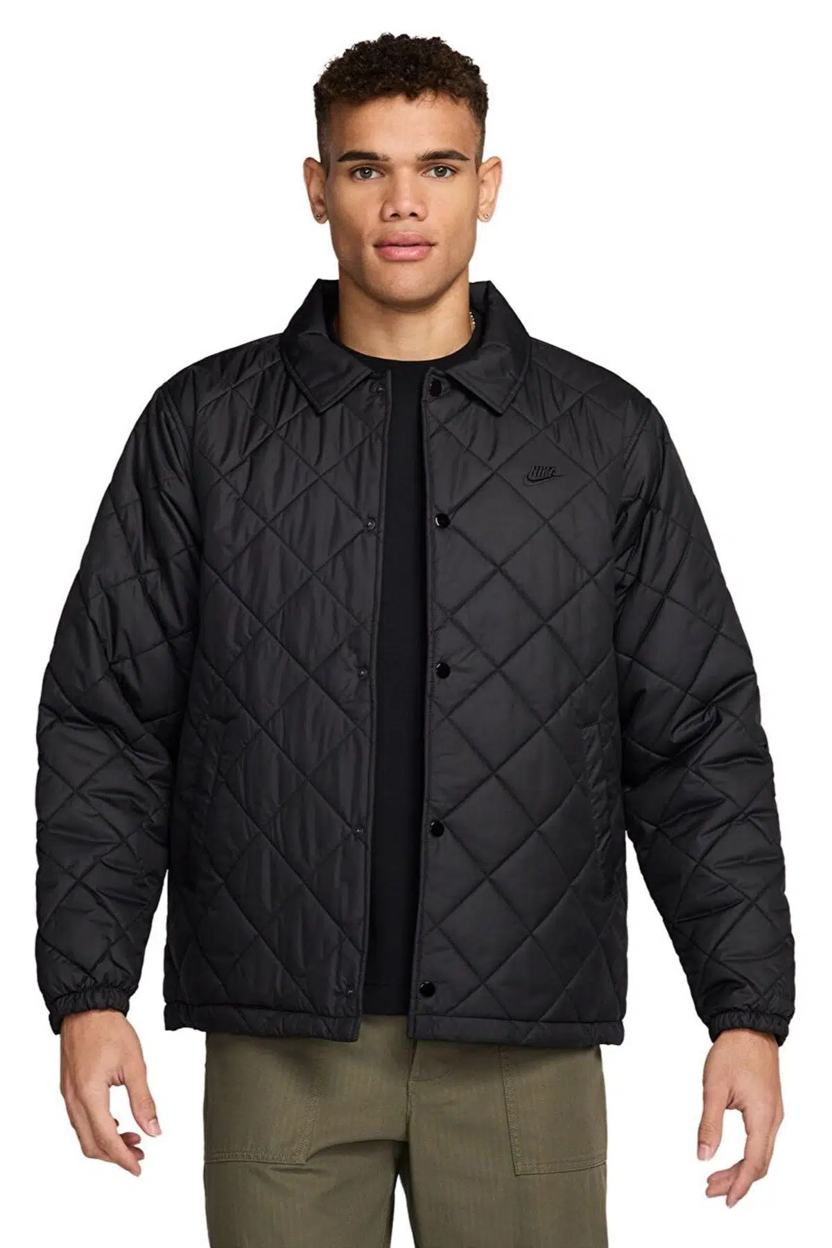 Nike Therma Fit Synthetic Fill Loose Fit Mens Jacket Sentetik Dolgu Bol Kesim Çıtçıt Kapama Erkek Mont Siyah