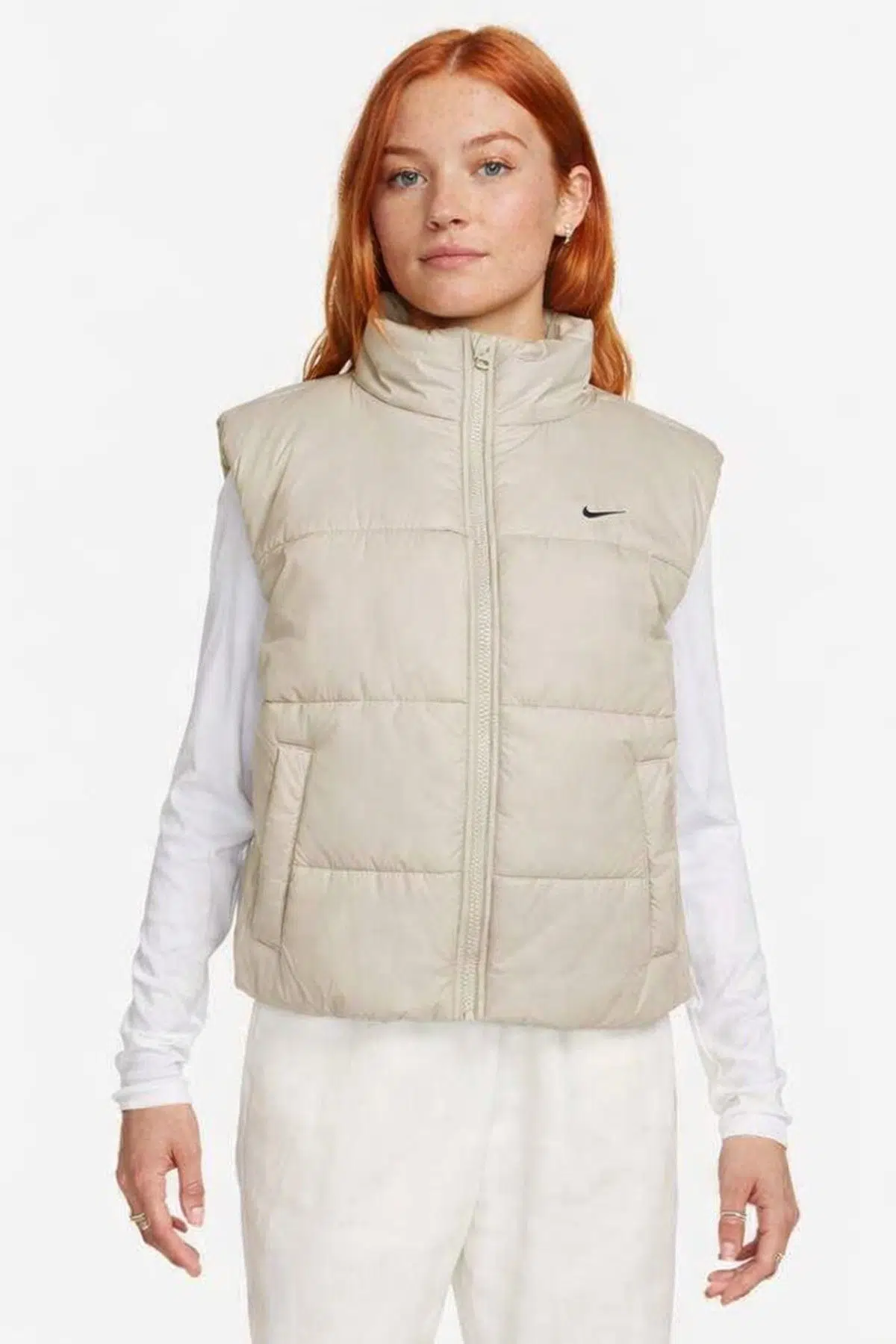 Nike Therma Fit Synthetic Fill Womens Vest Sentetik Dolgulu Kadın Yelek Krem 